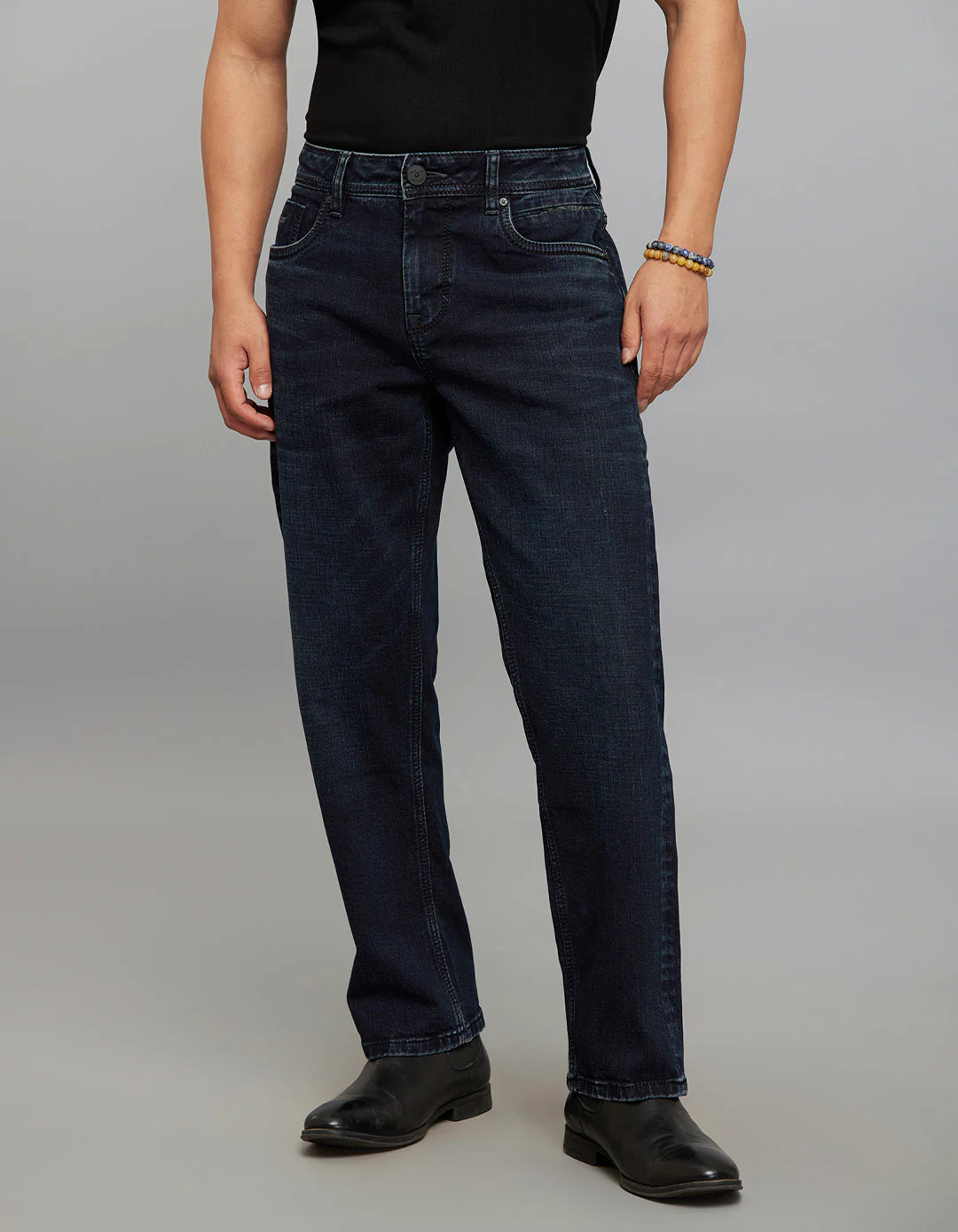 Dark Blue Midrise, Comfort And Straight Fit Stretch Jeans - Image 6