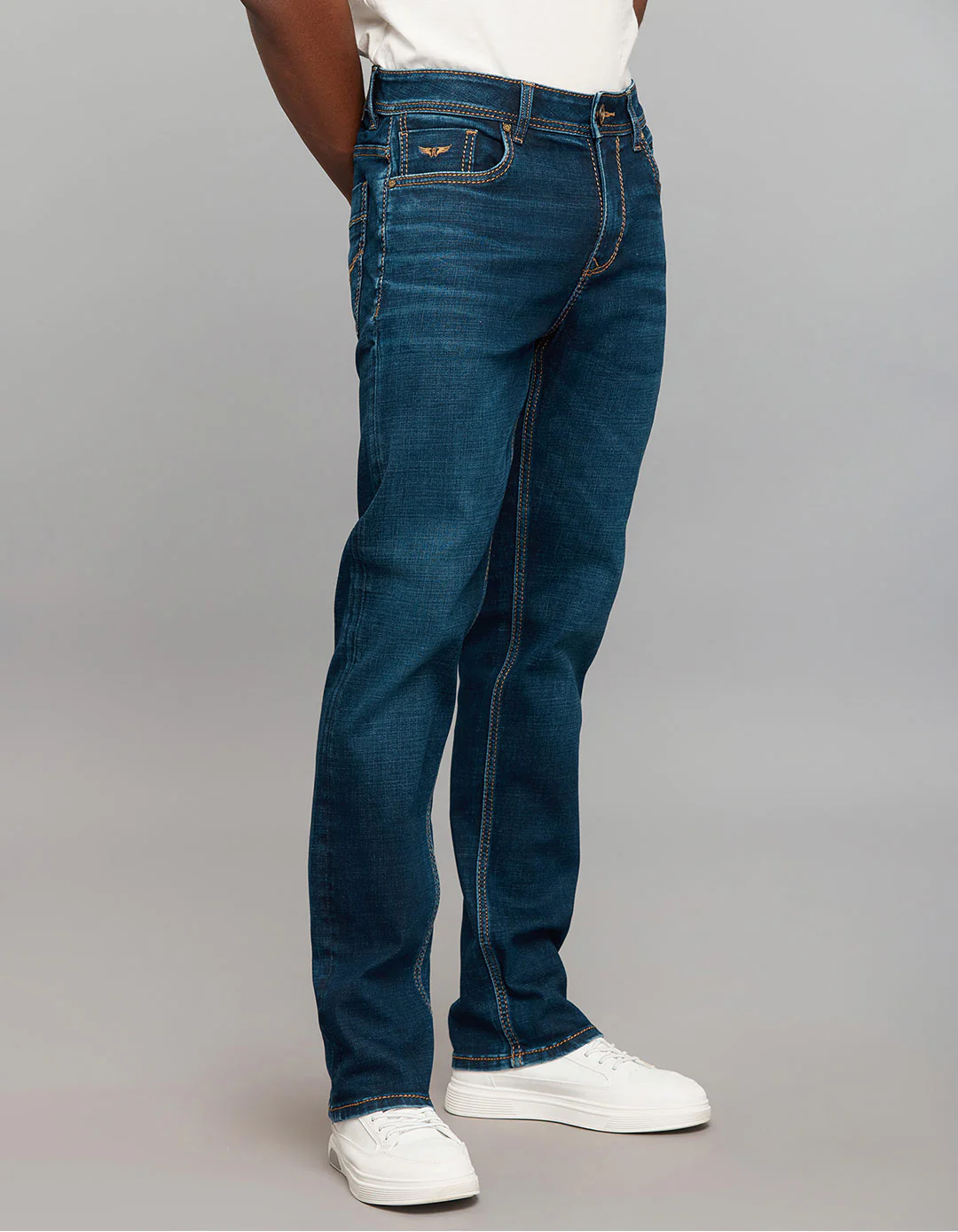 Dark Blue Midrise, Comfort And Straight Fit Stretch Jeans - Image 3