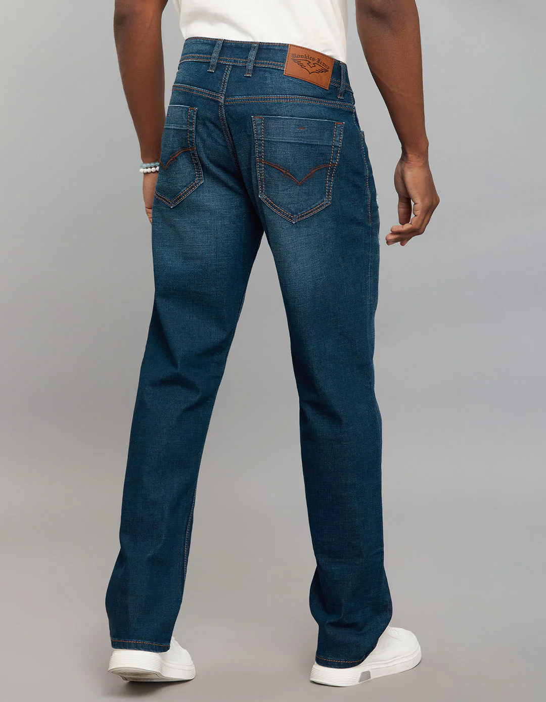 Dark Blue Midrise, Comfort And Straight Fit Stretch Jeans - Image 5