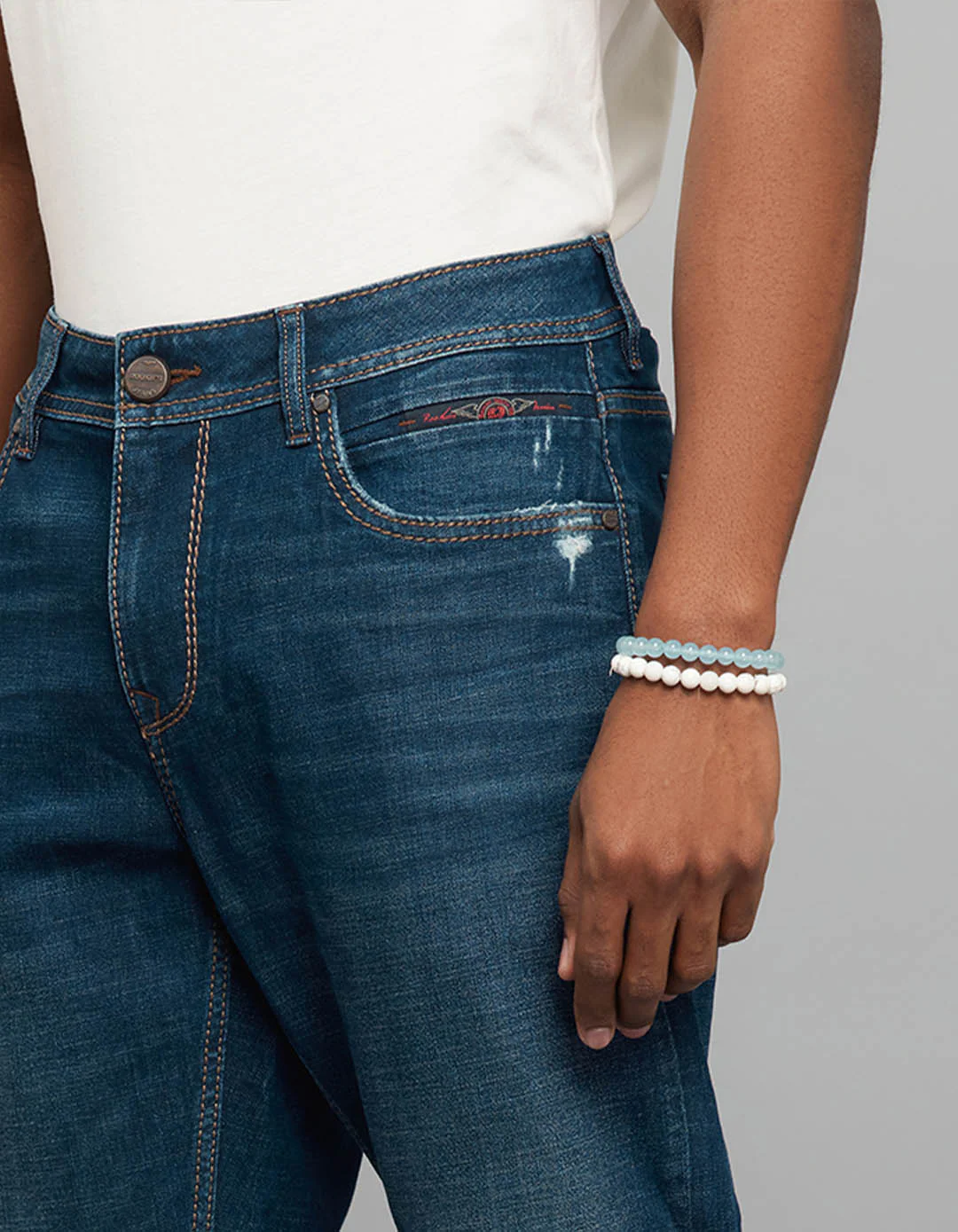 Dark Blue Midrise, Comfort And Straight Fit Stretch Jeans - Image 6
