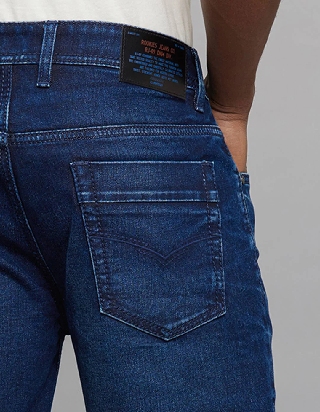 Dark Blue Midrise Loose Fit Stretch Jeans - Image 5