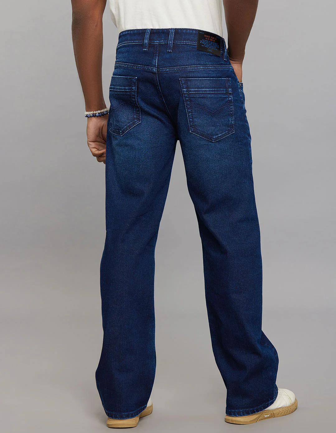 Dark Blue Midrise Loose Fit Stretch Jeans - Image 6