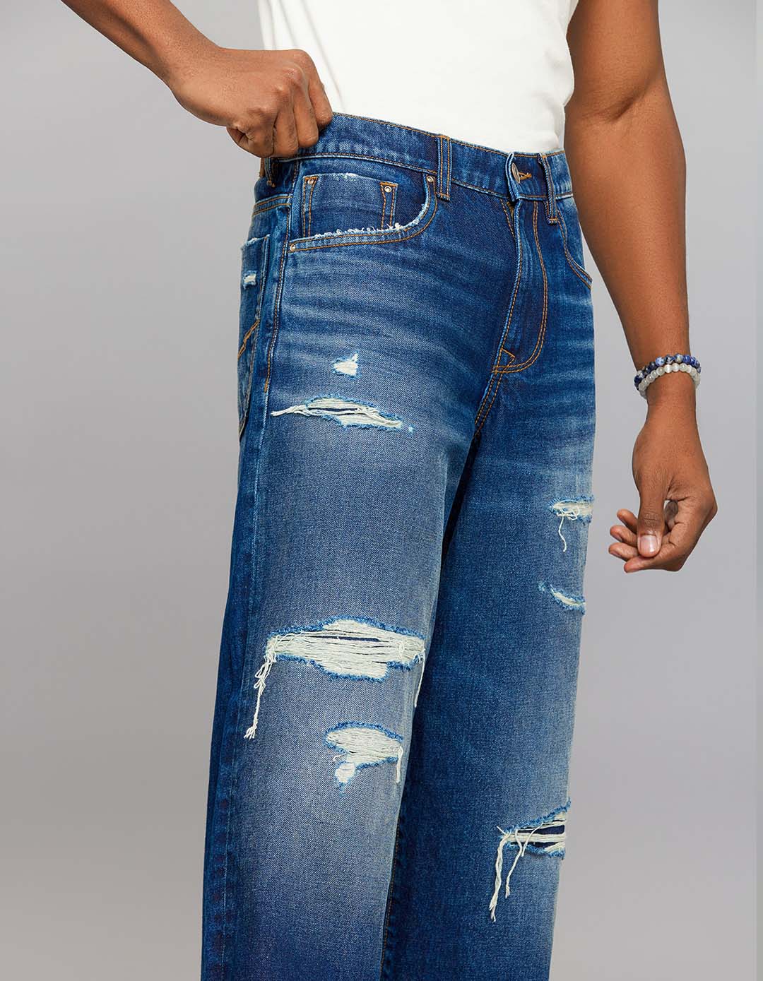 Dark Blue Extra Loose Fit Jeans - Image 5