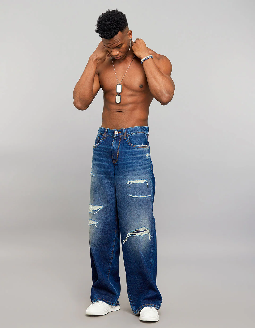 Dark Blue Extra Loose Fit Jeans - Image 7