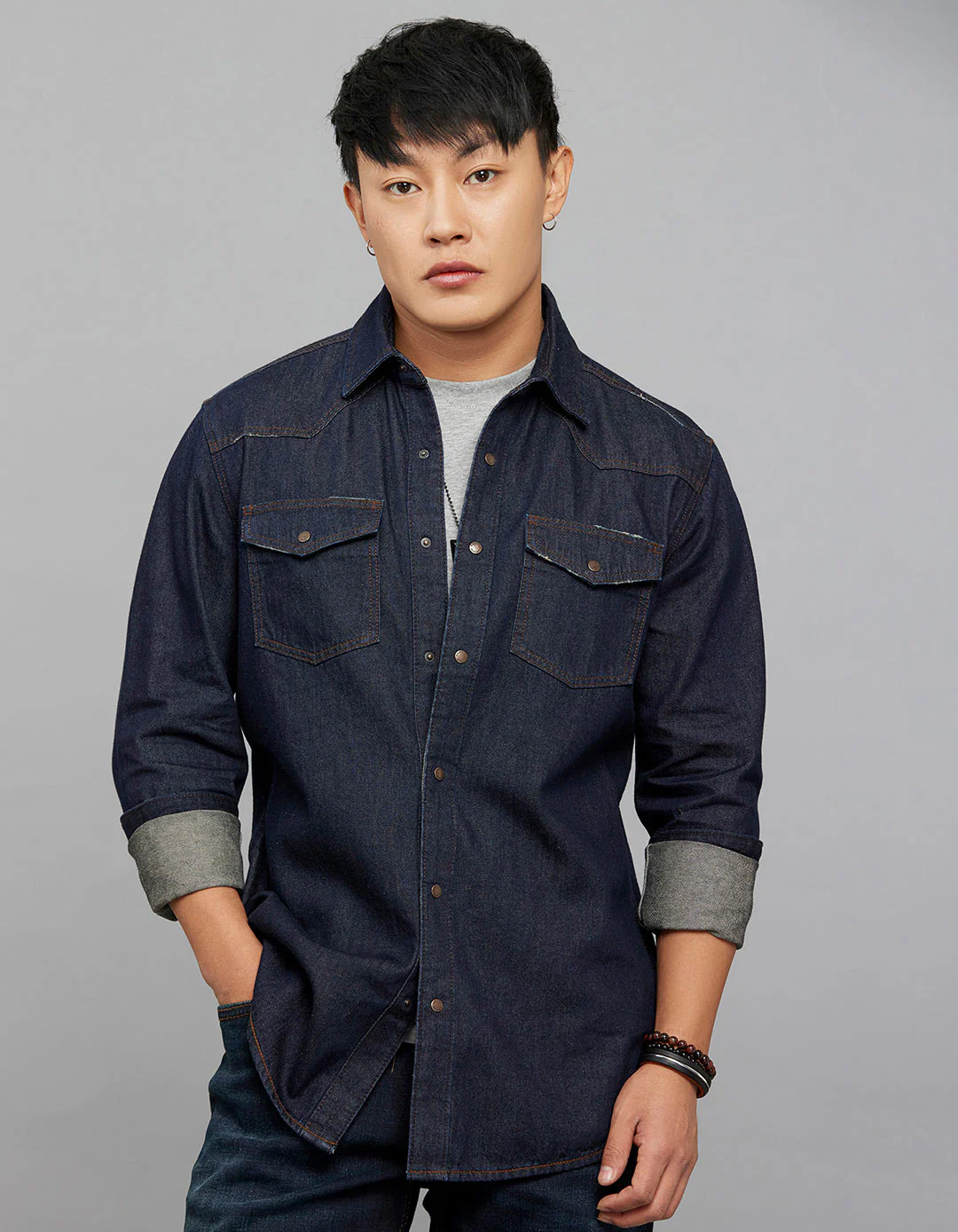 Dark Blue Full Sleeves Denim Shirt - Image 3
