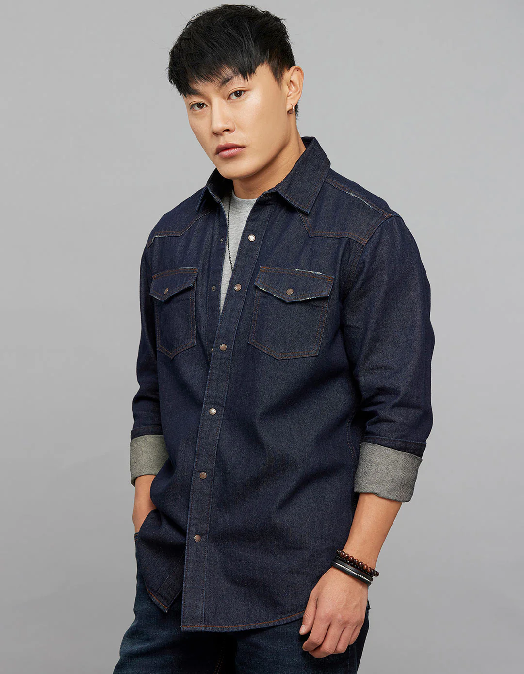 Dark Blue Full Sleeves Denim Shirt - Image 4