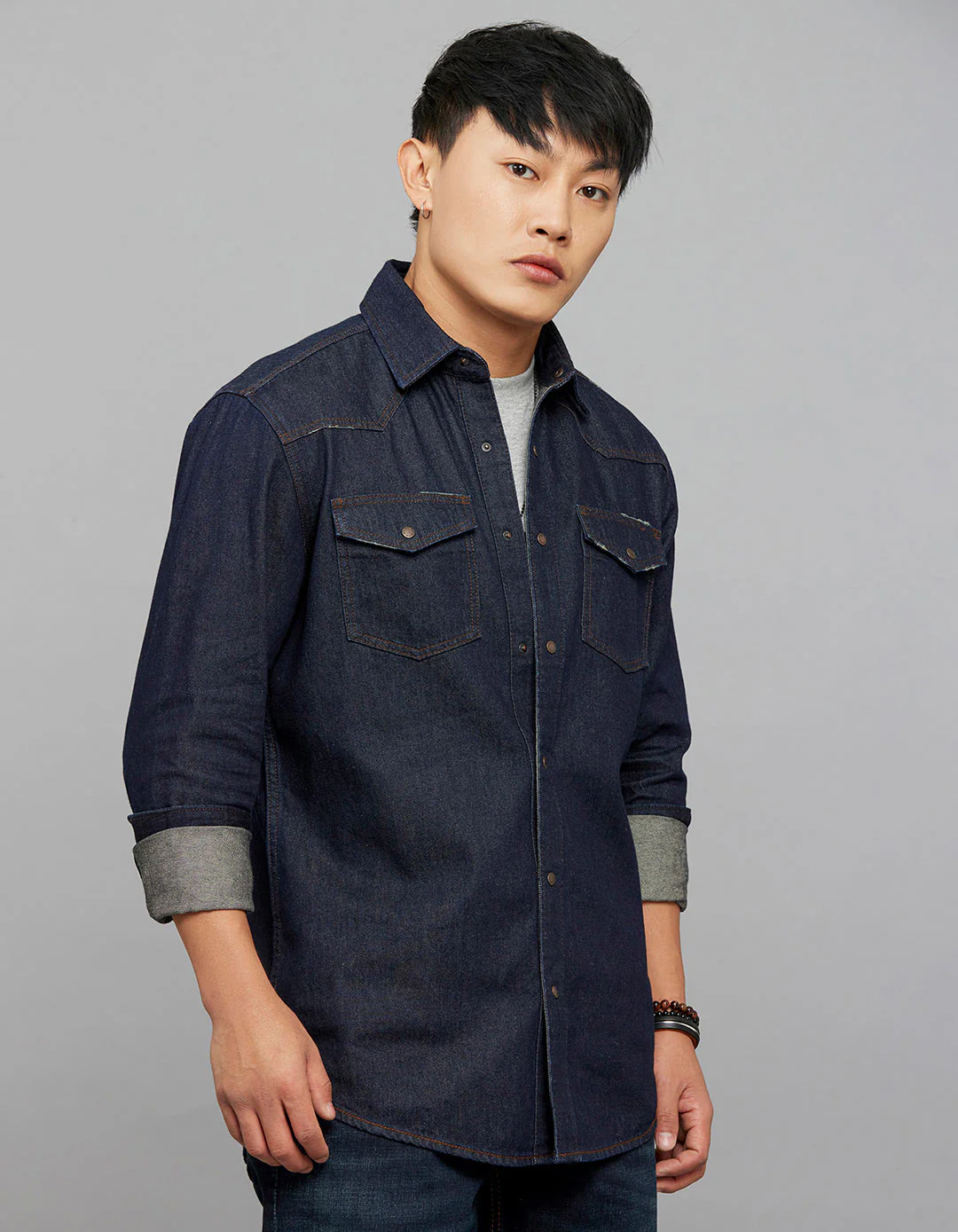 Dark Blue Full Sleeves Denim Shirt - Image 5
