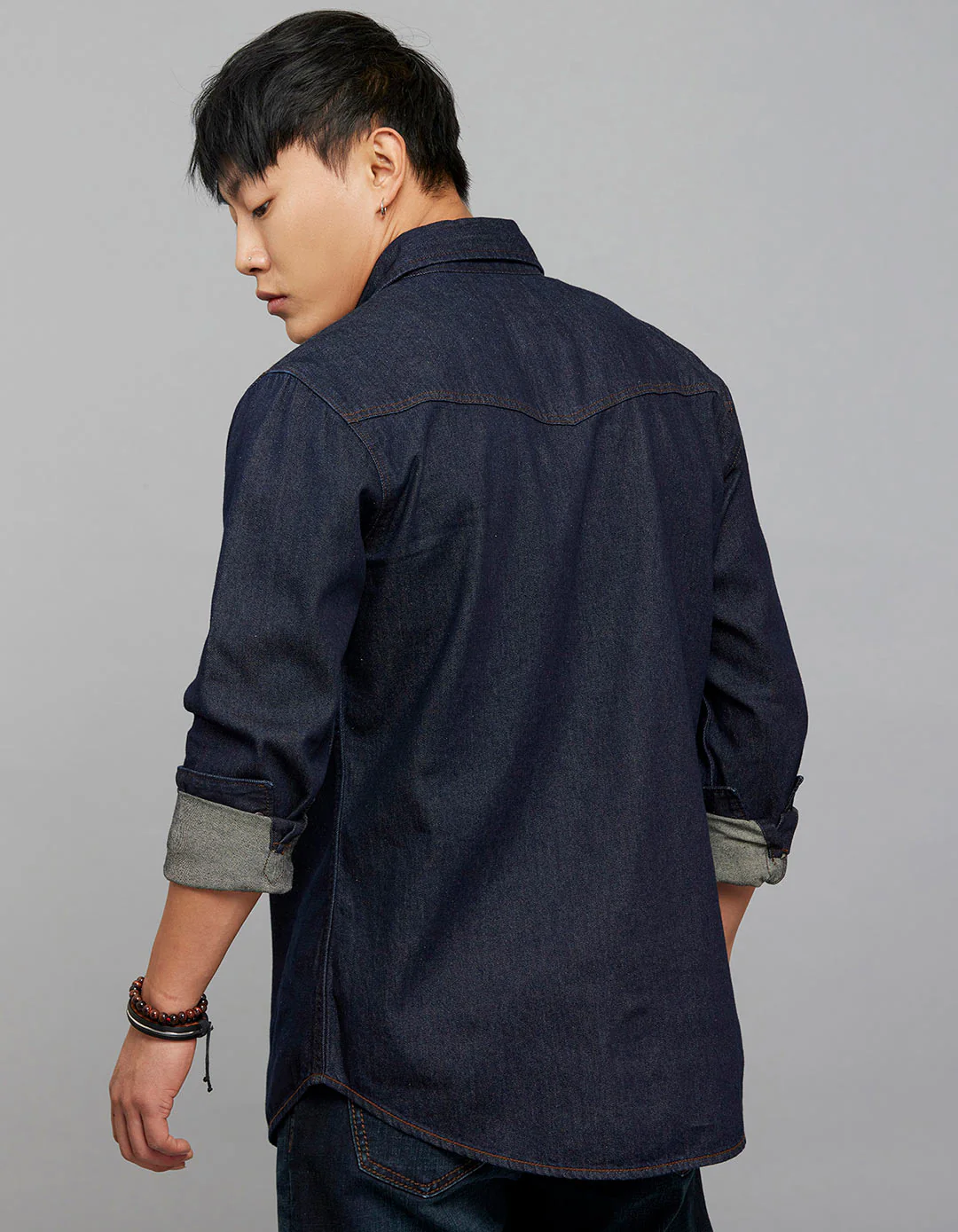 Dark Blue Full Sleeves Denim Shirt - Image 6
