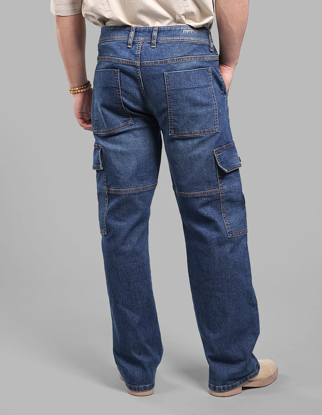Dark Blue Loose Fit Denim Cargo - Image 5