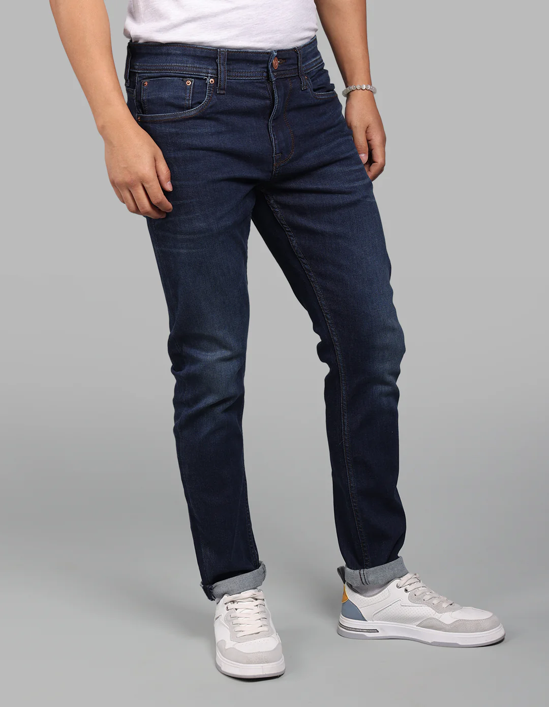 Dark Blue Low-Rise Ankle Length Stretch Jeans - Image 3