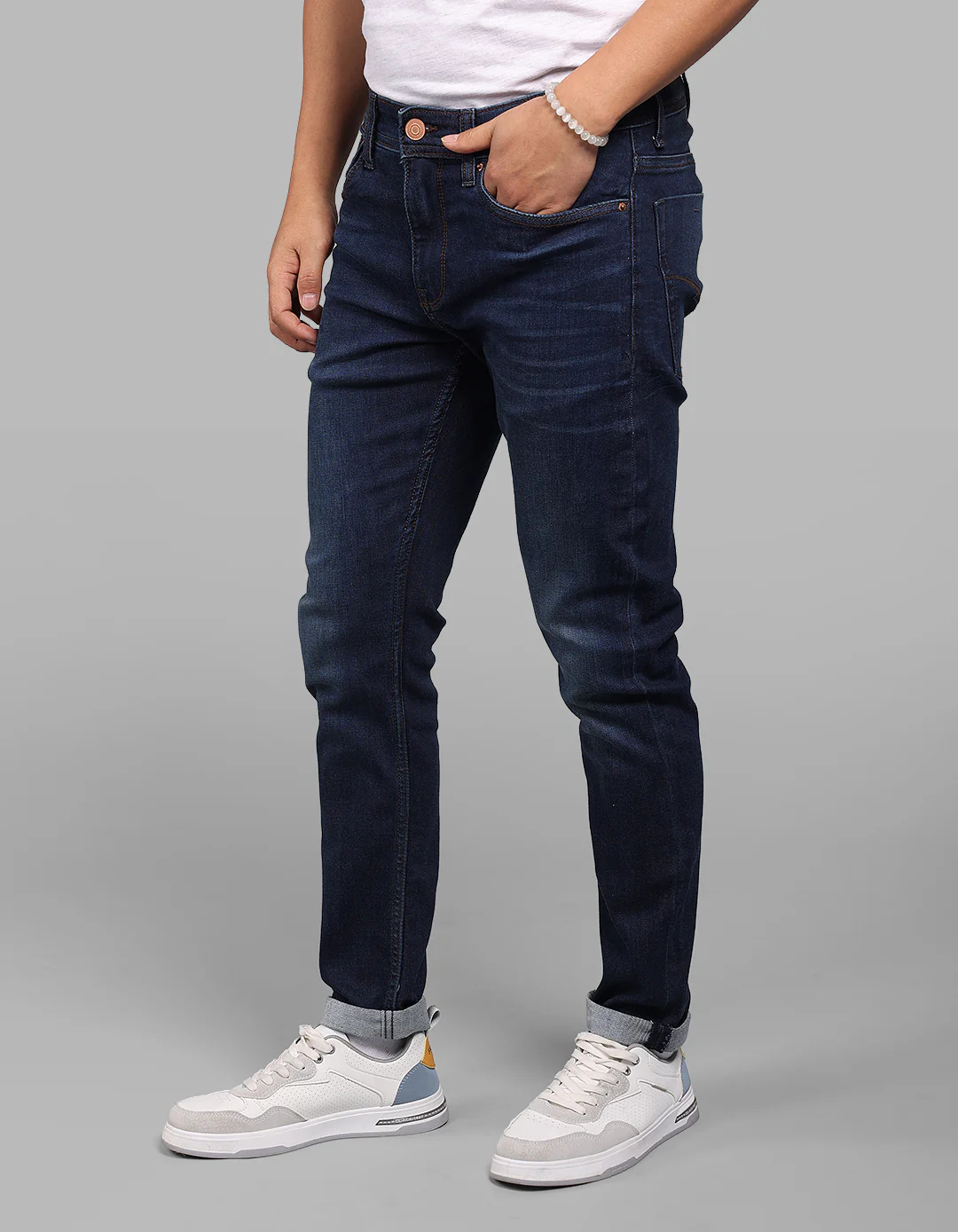 Dark Blue Low-Rise Ankle Length Stretch Jeans - Image 4