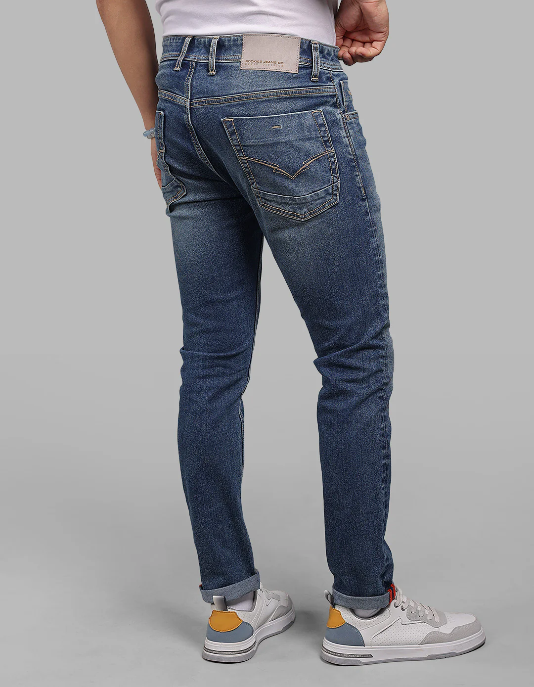 Dark Blue Low-Rise Ankle Length Stretch Jeans - Image 5