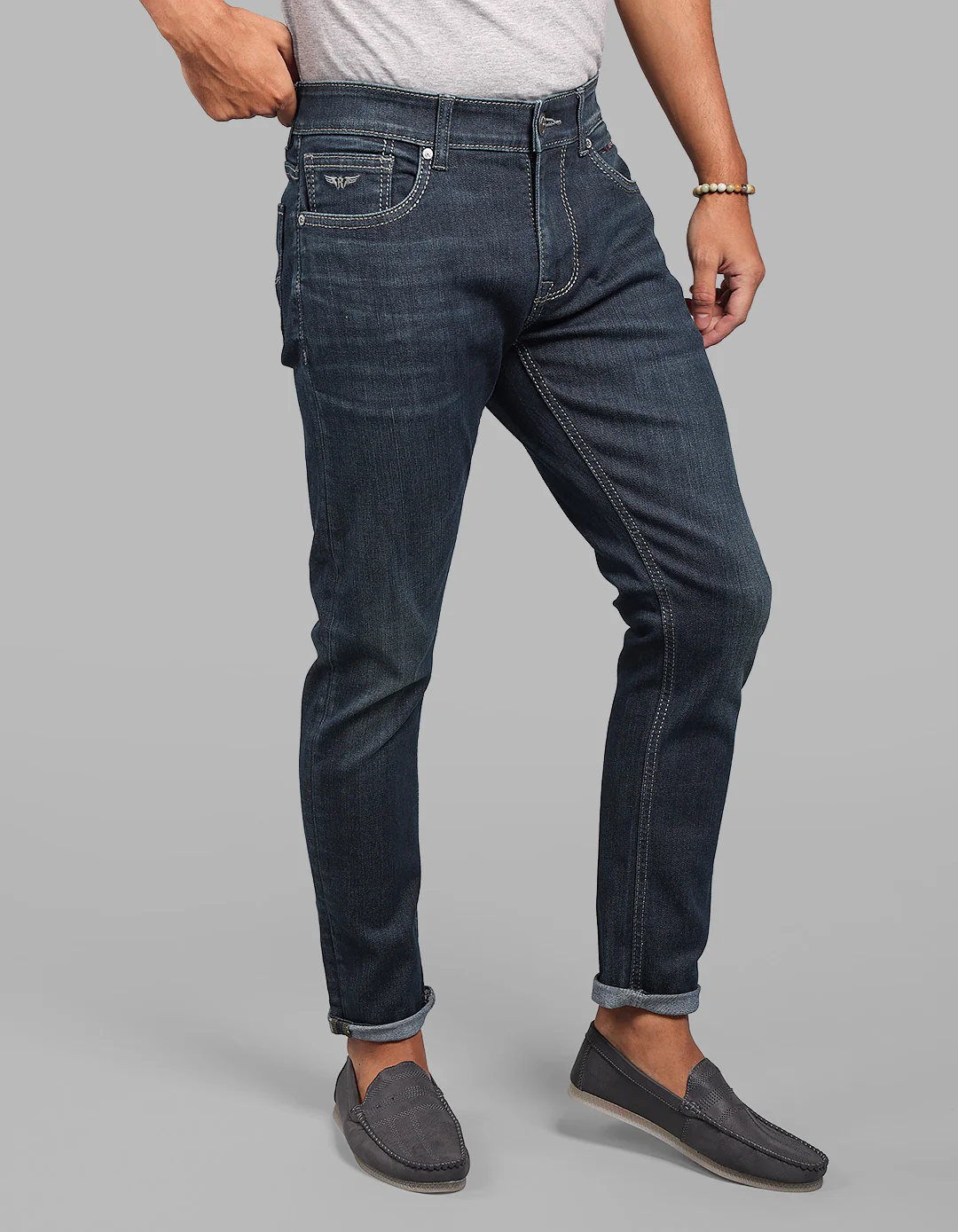 Dark Blue Low-Rise Ankle Length Stretch Jeans - Image 3