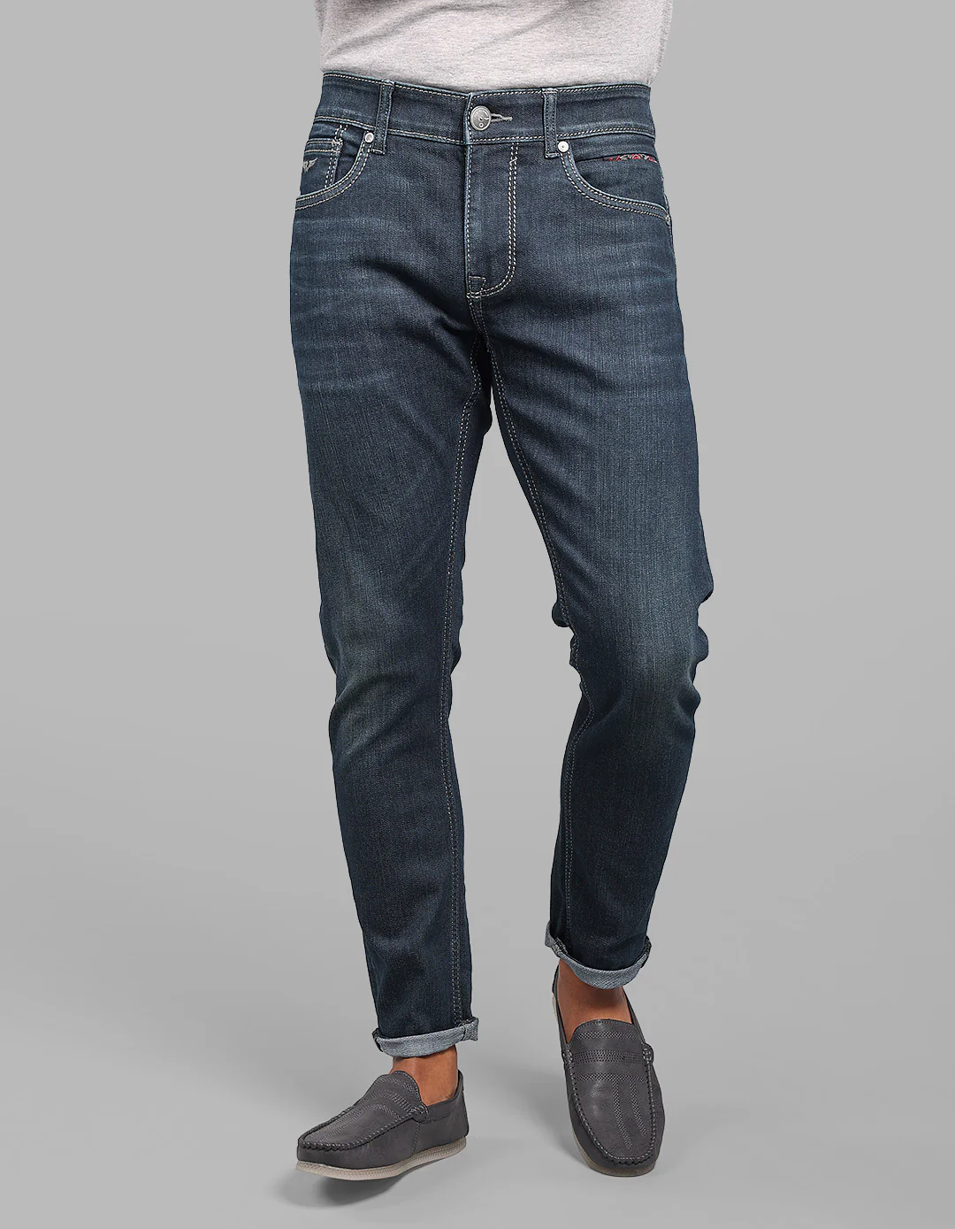 Dark Blue Low-Rise Ankle Length Stretch Jeans - Image 5