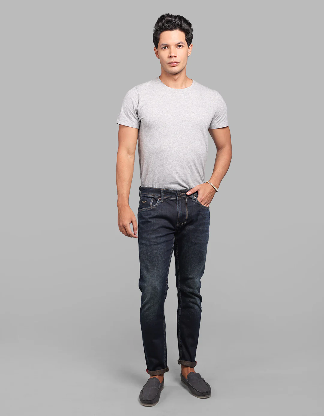 Dark Blue Low-Rise Ankle Length Stretch Jeans - Image 2