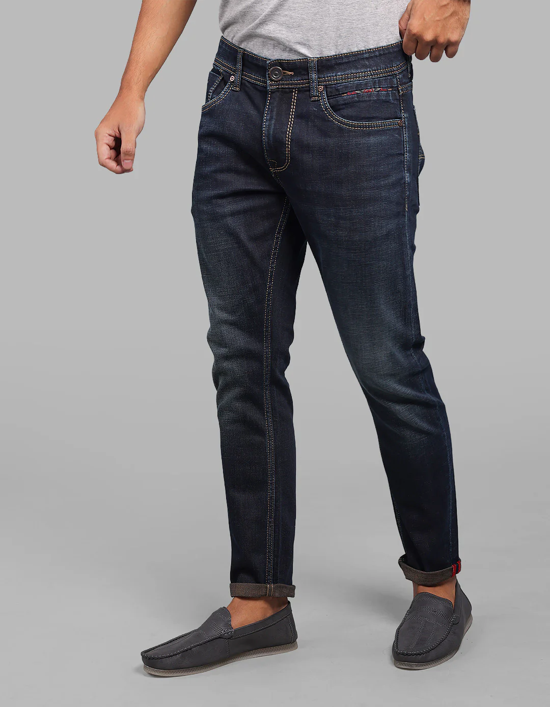 Dark Blue Low-Rise Ankle Length Stretch Jeans - Image 5