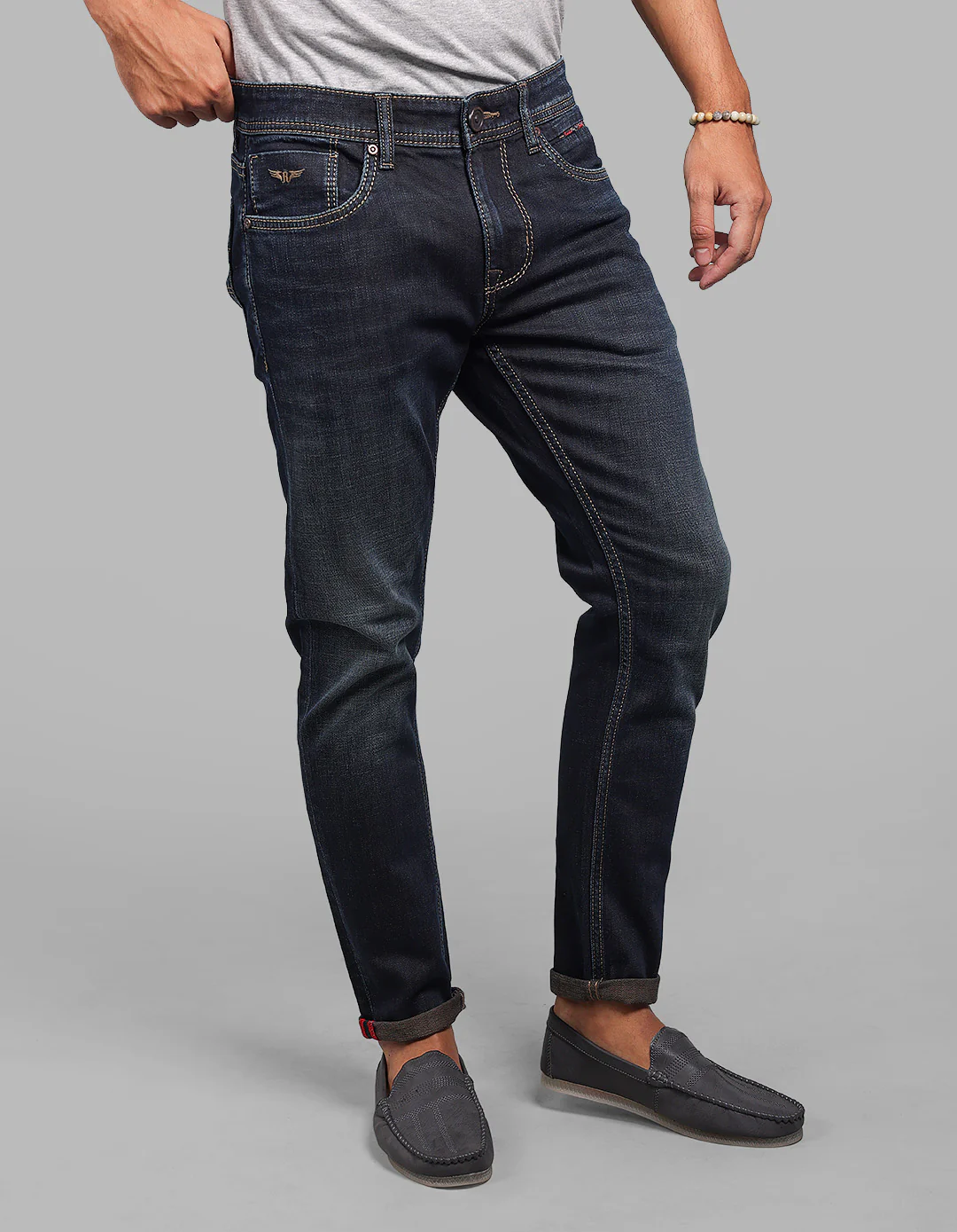 Dark Blue Low-Rise Ankle Length Stretch Jeans - Image 6