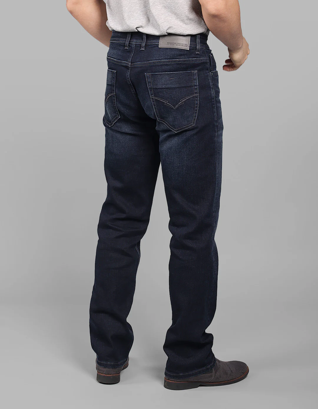 Dark Blue Midrise, Comfort And Straight Crop Length Stretch Jeans - Image 6