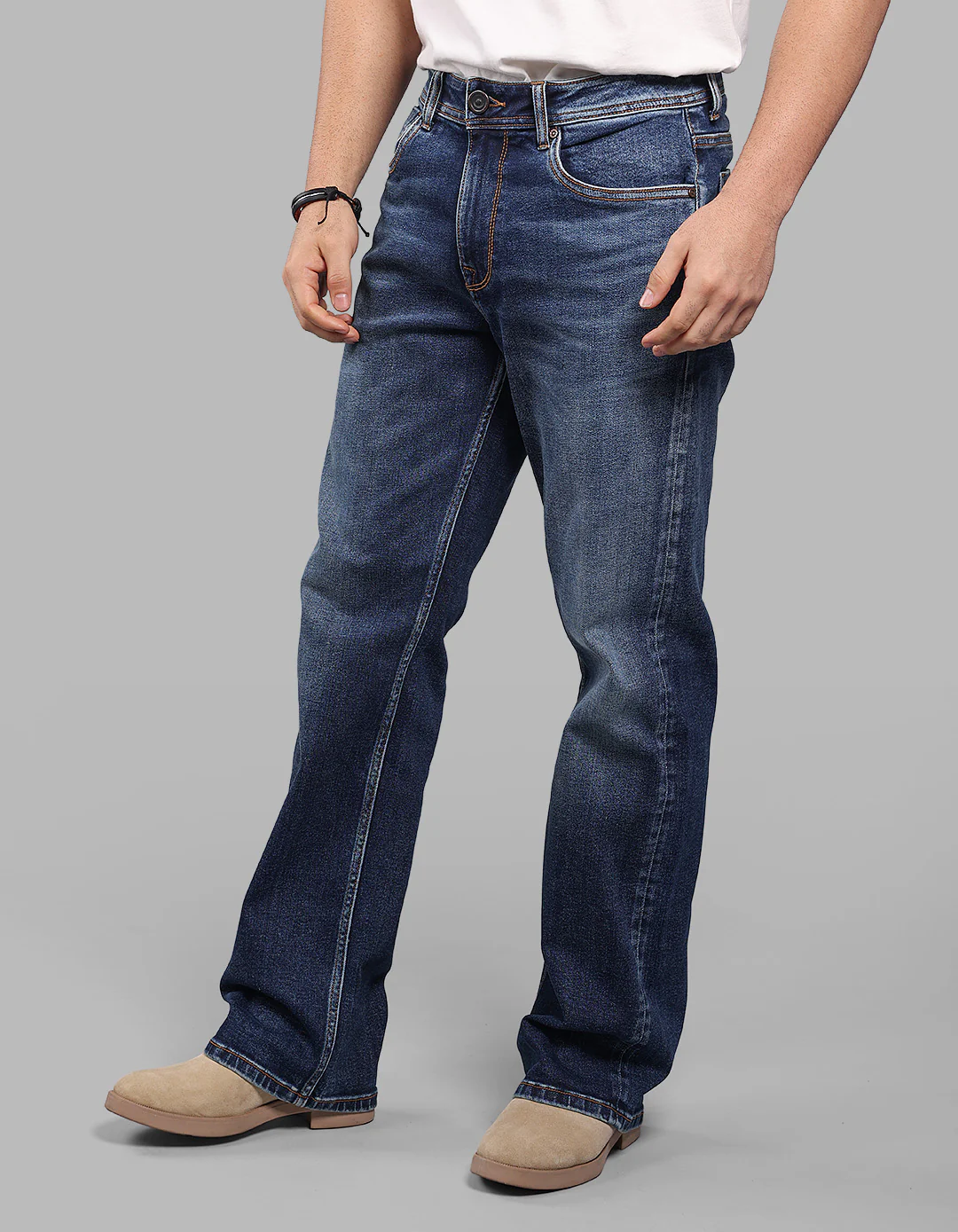 Dark Blue Midrise Loose Fit Stretch Jeans - Image 3