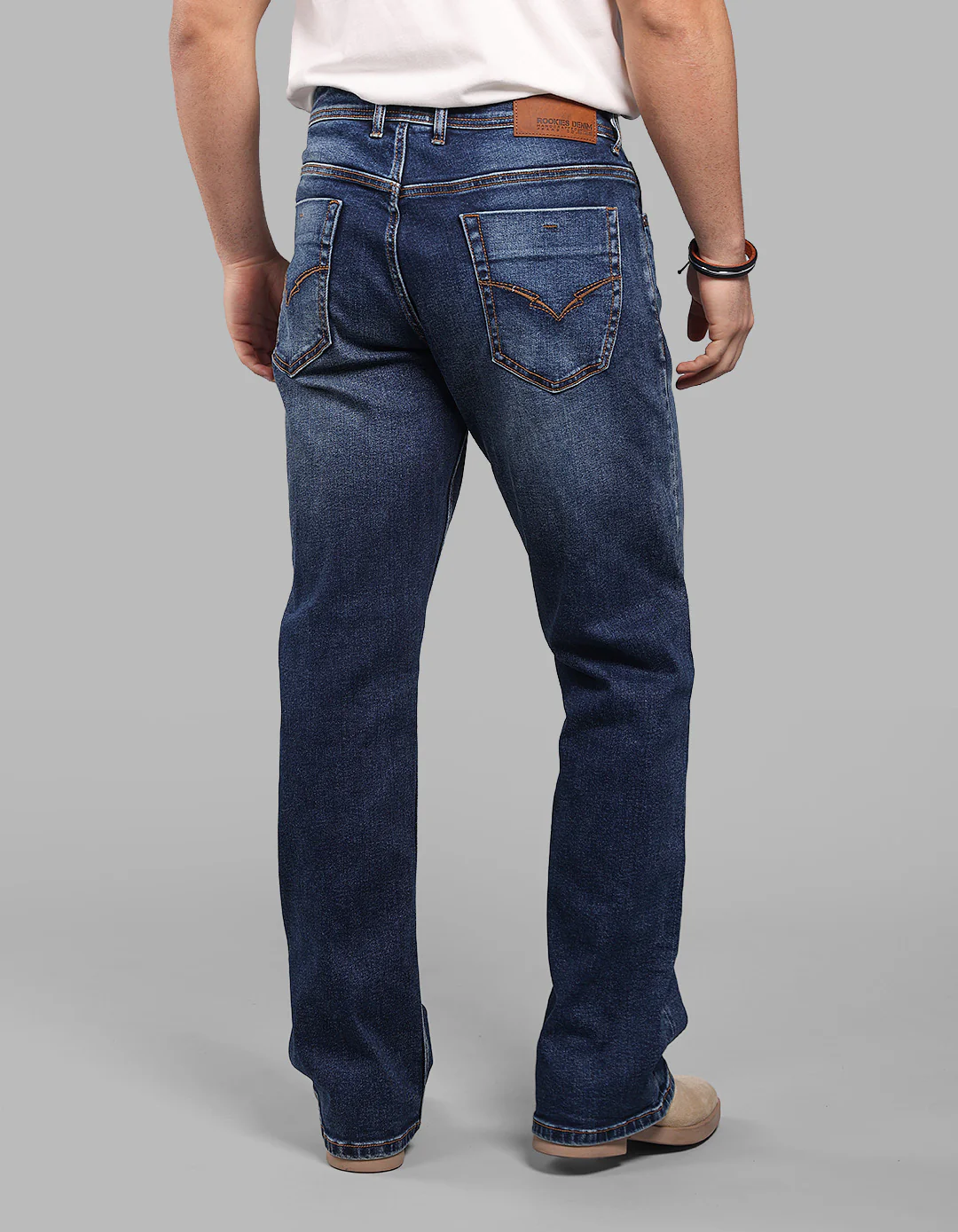 Dark Blue Midrise Loose Fit Stretch Jeans - Image 5