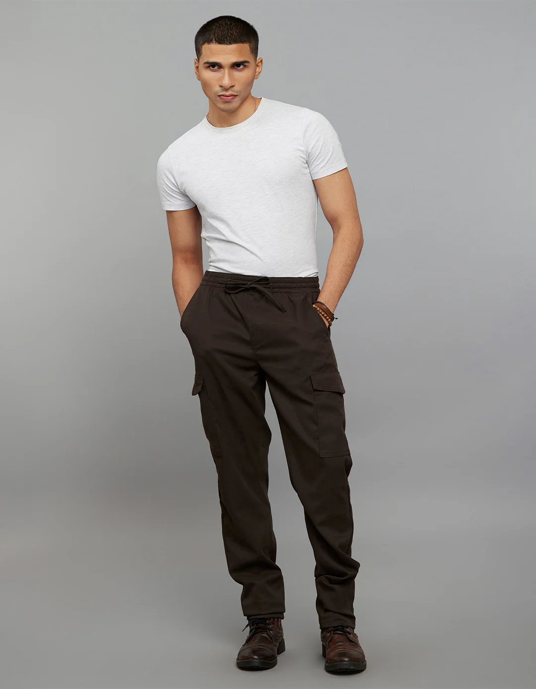 Dark Brown Comfort Straight Fit Athliesure Cargo Stretch Pants - Image 7