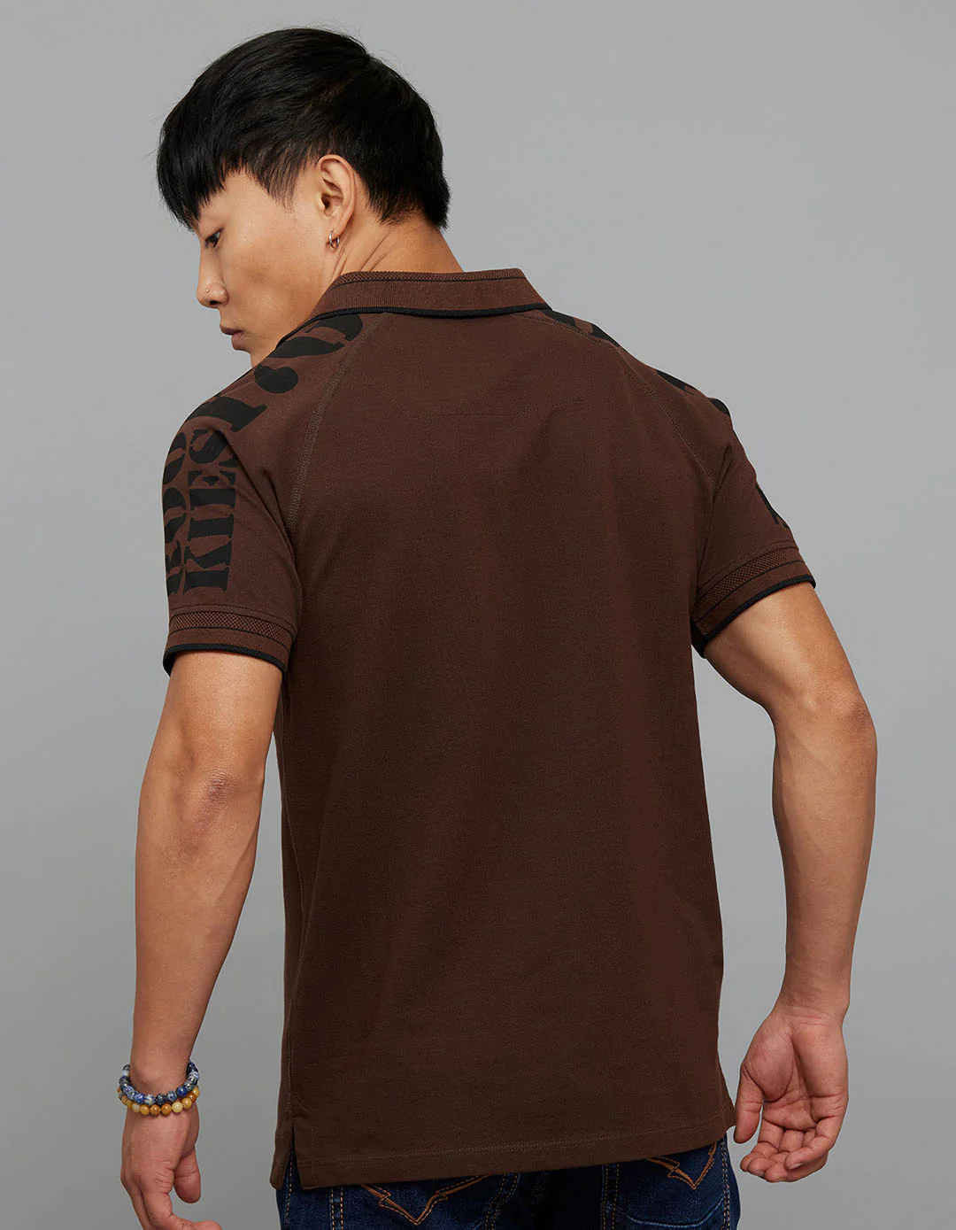 Dark Coffee Half Sleeves Pique Polo Tee - Image 6