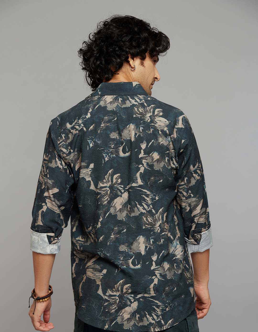 Dark Green Full Sleeves Printed Shirt - Image 5