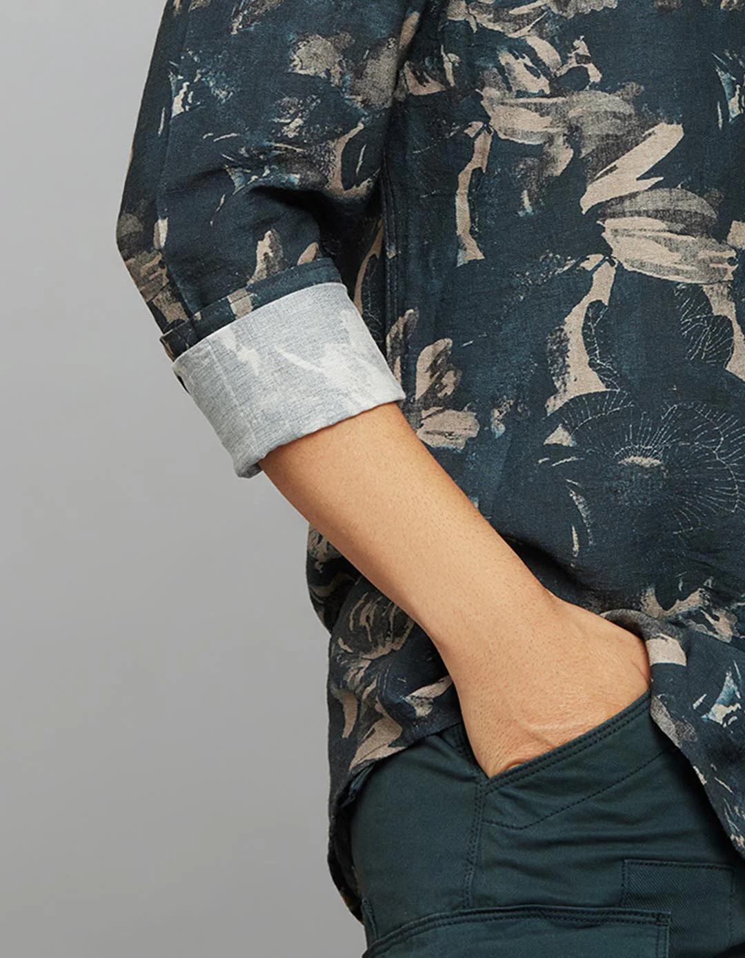 Dark Green Full Sleeves Printed Shirt - Image 7
