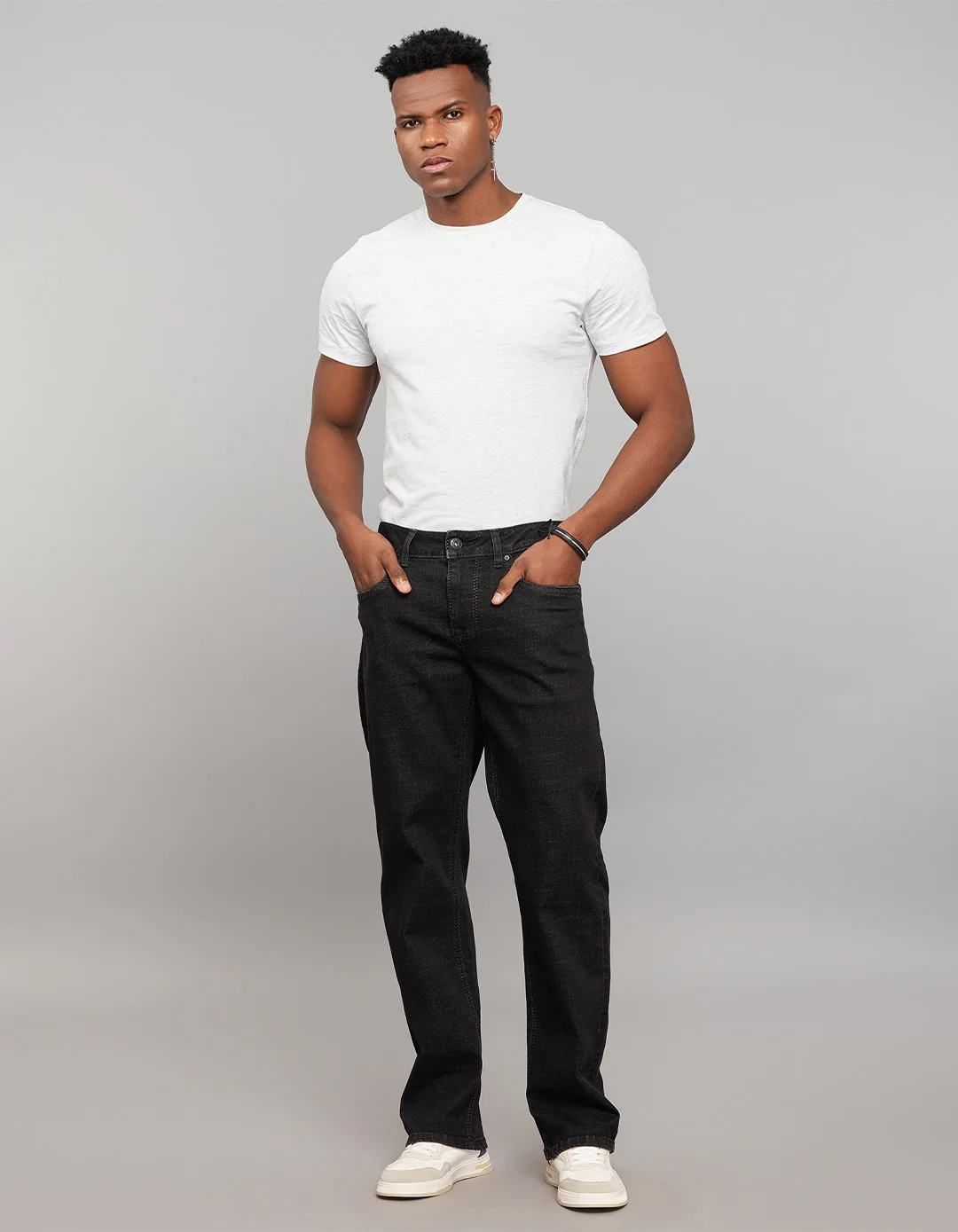 Dark Grey Midrise, Comfort And Straight Fit Stretch Jeans - Image 2