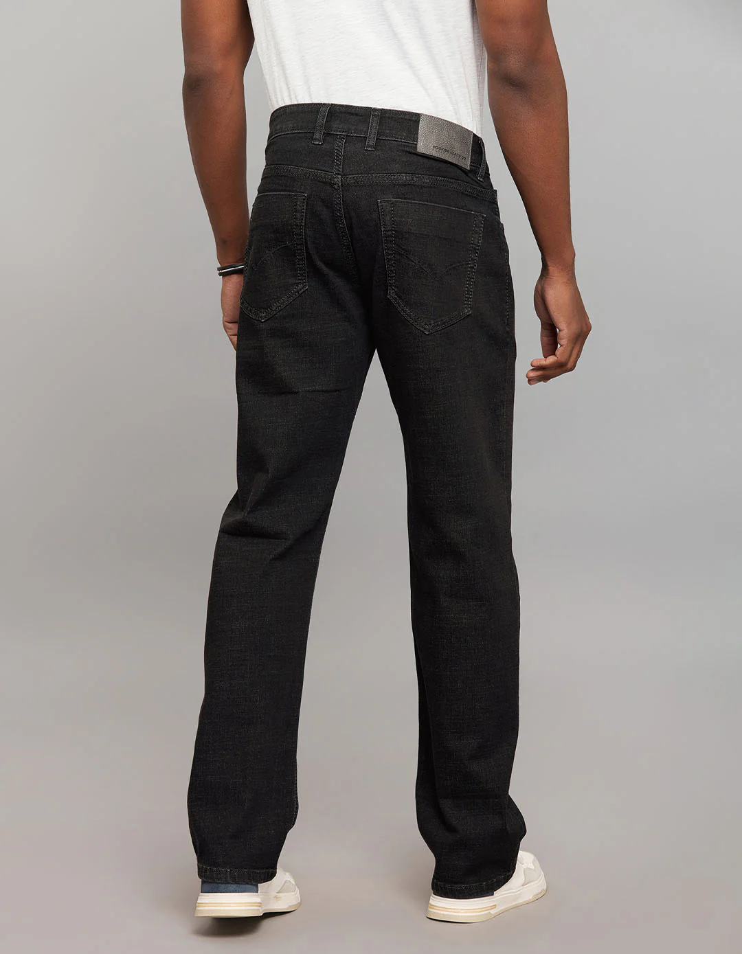 Dark Grey Midrise, Comfort And Straight Fit Stretch Jeans - Image 5