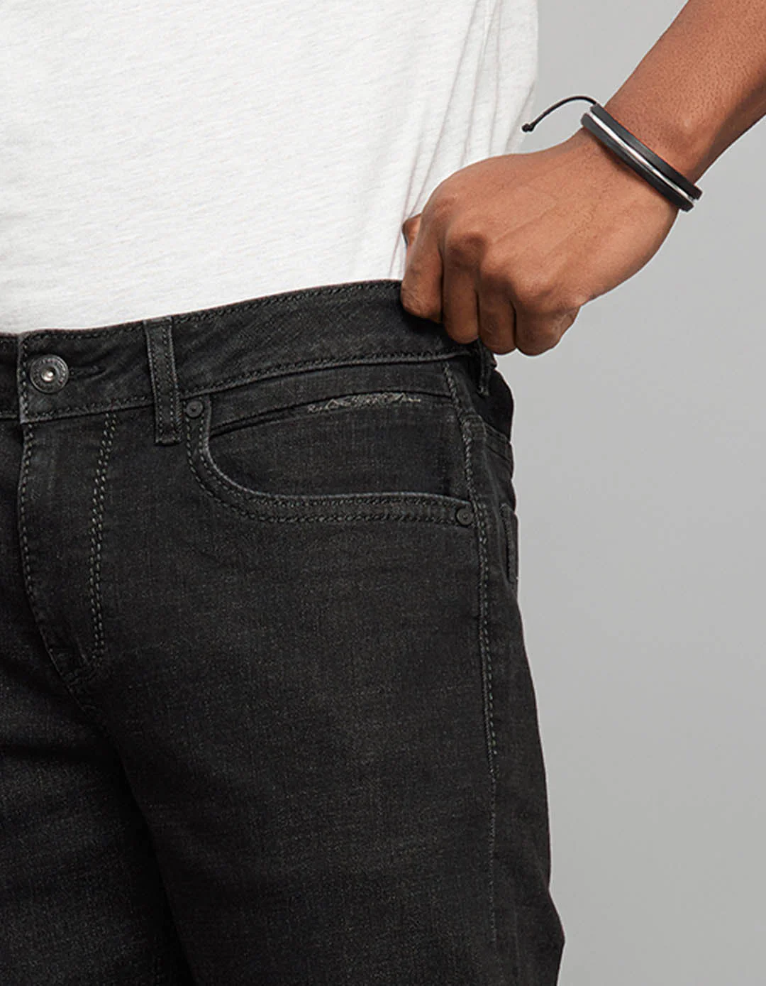 Dark Grey Midrise, Comfort And Straight Fit Stretch Jeans - Image 6
