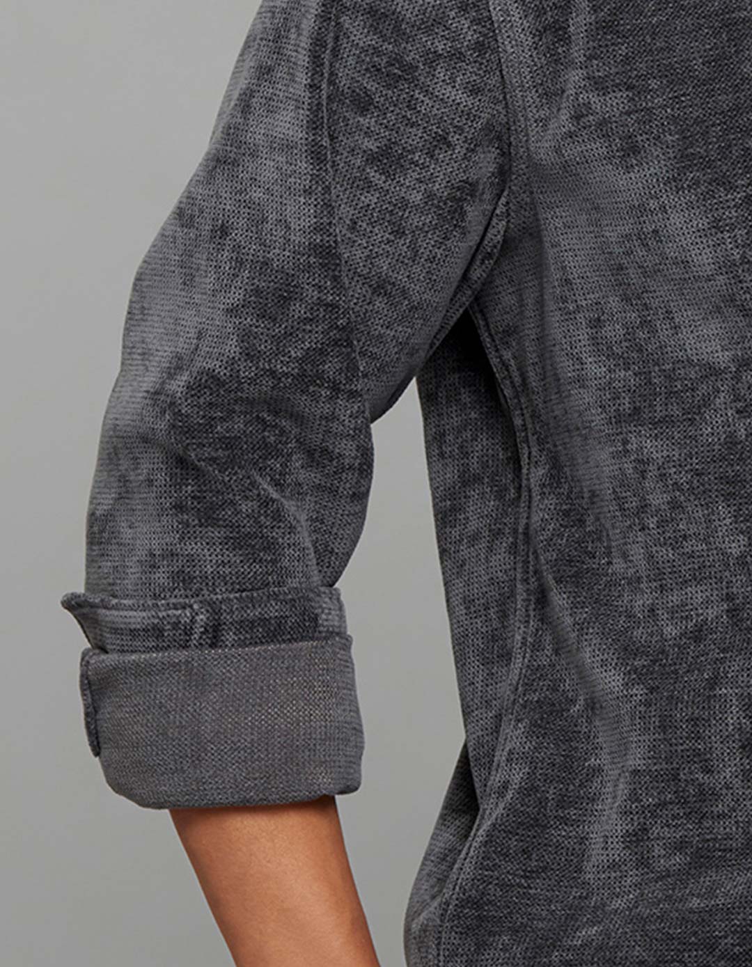 Dark Grey Full Sleeves Button Front Closure Shacket - Image 6
