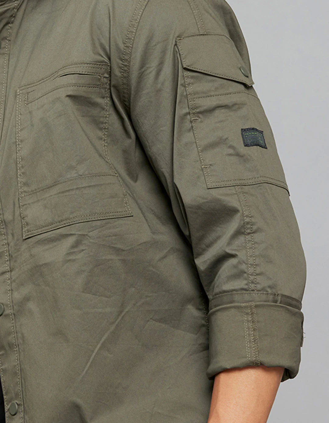 Dark Military Green Full Sleeves Cargo Shirt - Image 6