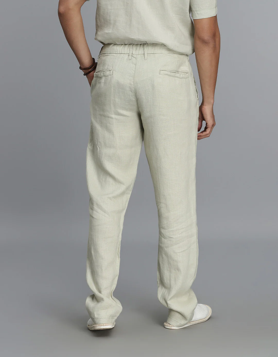 Dark Beige 100% Linen Chino Pant - Image 5