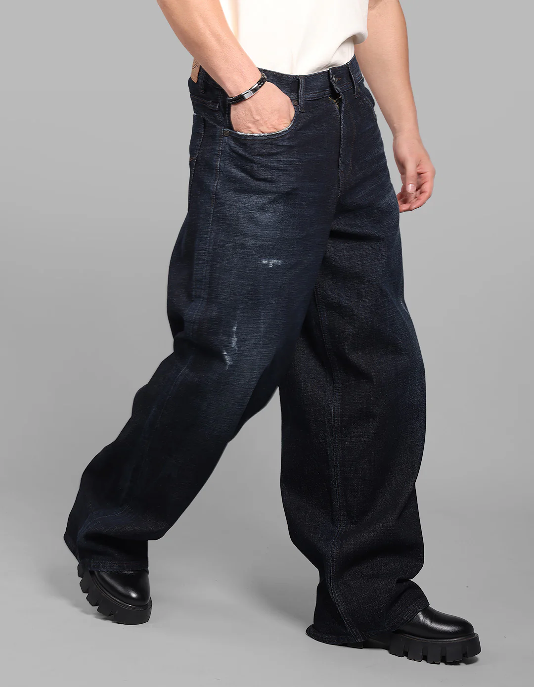 Dark Blue Extra Loose Fit Jeans - Image 5