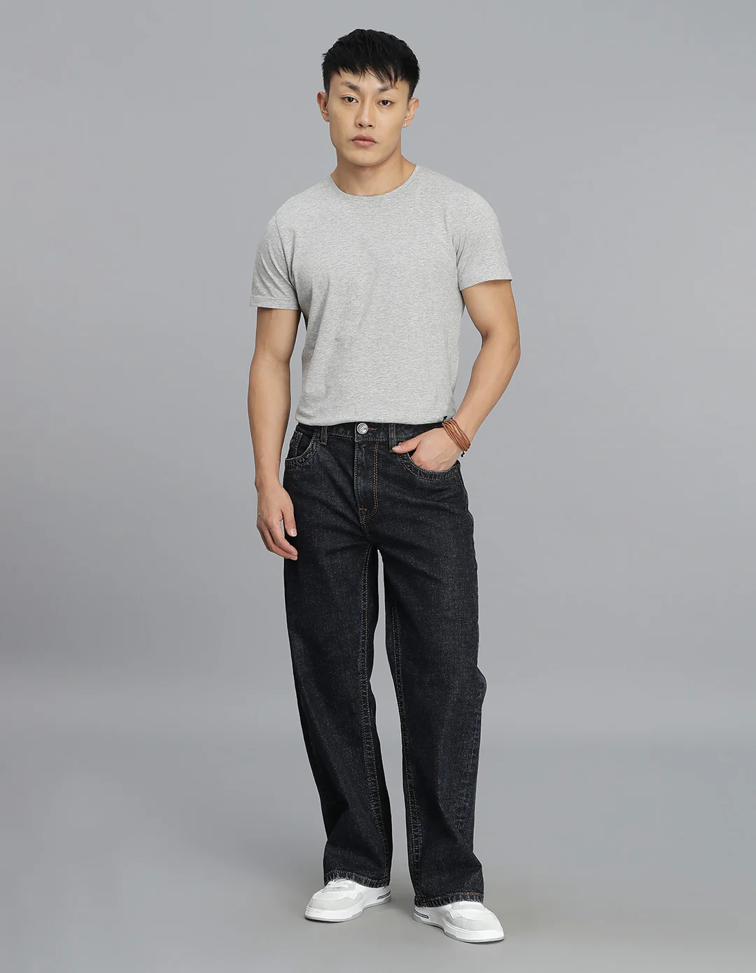 Dark Blue Midrise Loose Fit Cropped Jeans - Image 2