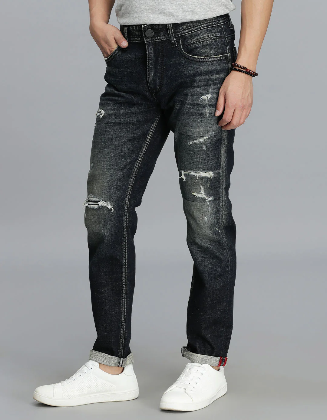 Dark Blue Low-Rise Ankle Length Jeans - Image 3