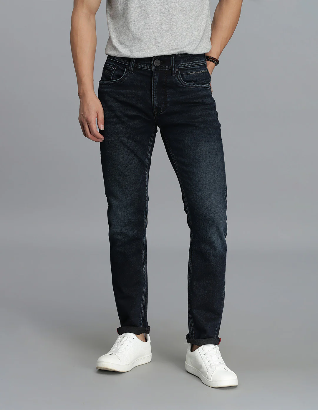 Dark Blue Low-Rise Ankle Length Jeans