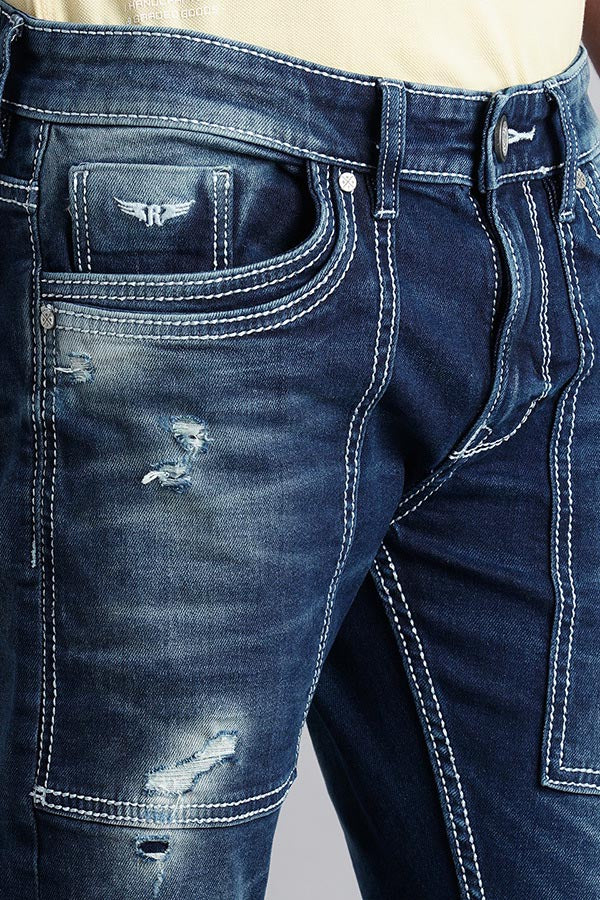 Dark Blue Low-Rise Ankle Length Jeans - Image 6