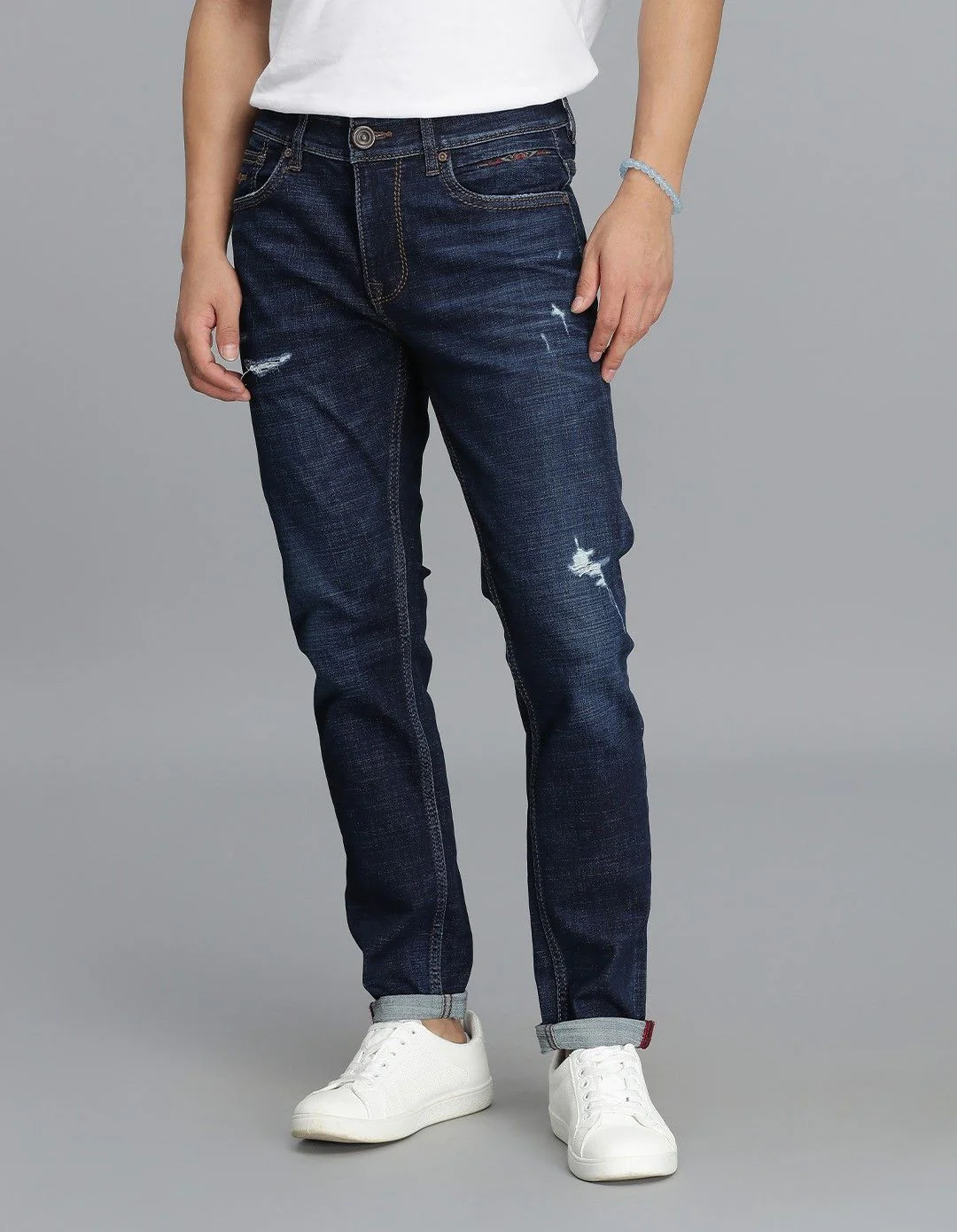 Dark Blue Low-Rise Ankle Length Jeans