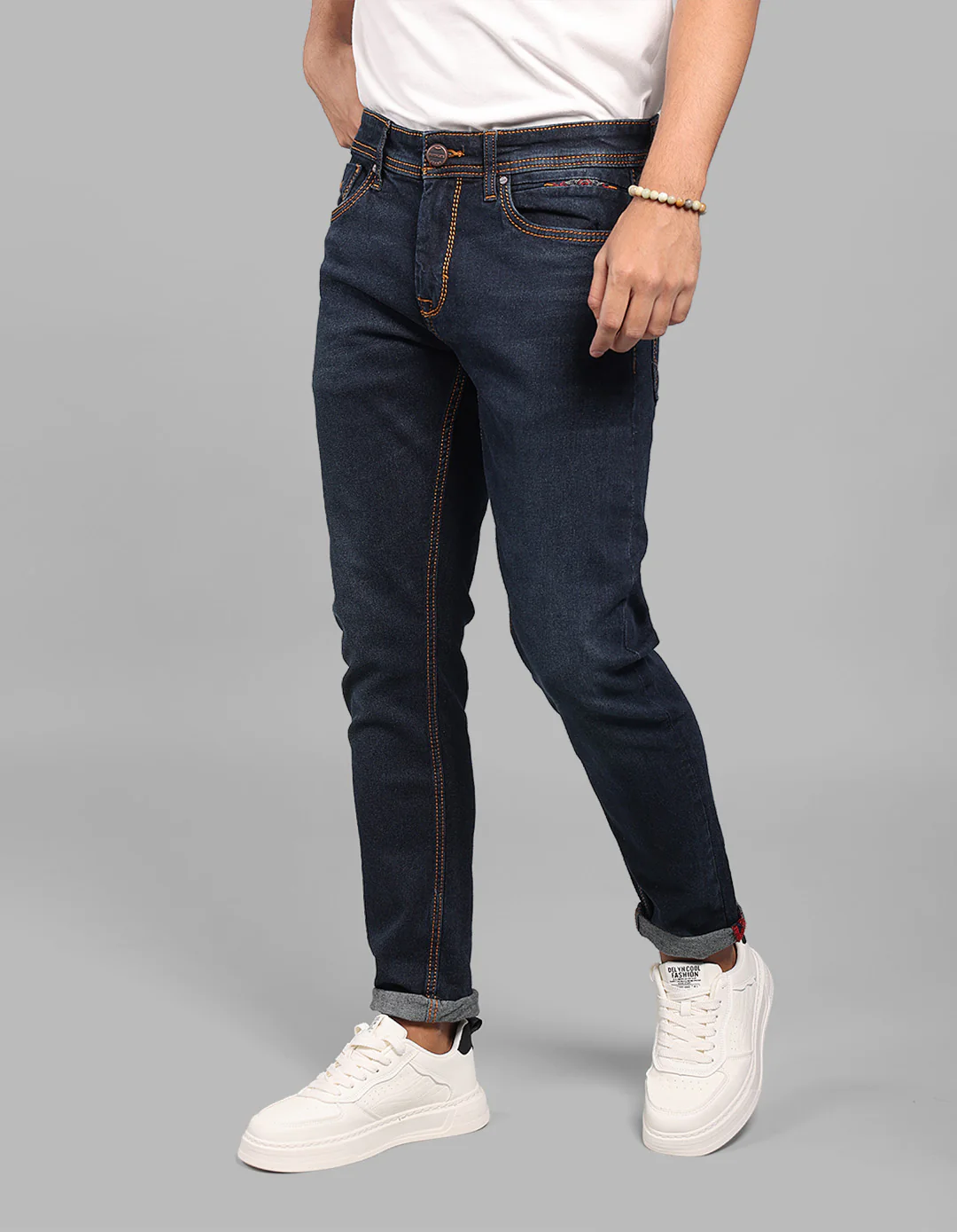 Dark Blue Low-Rise Ankle Length Stretch Jeans - Image 3
