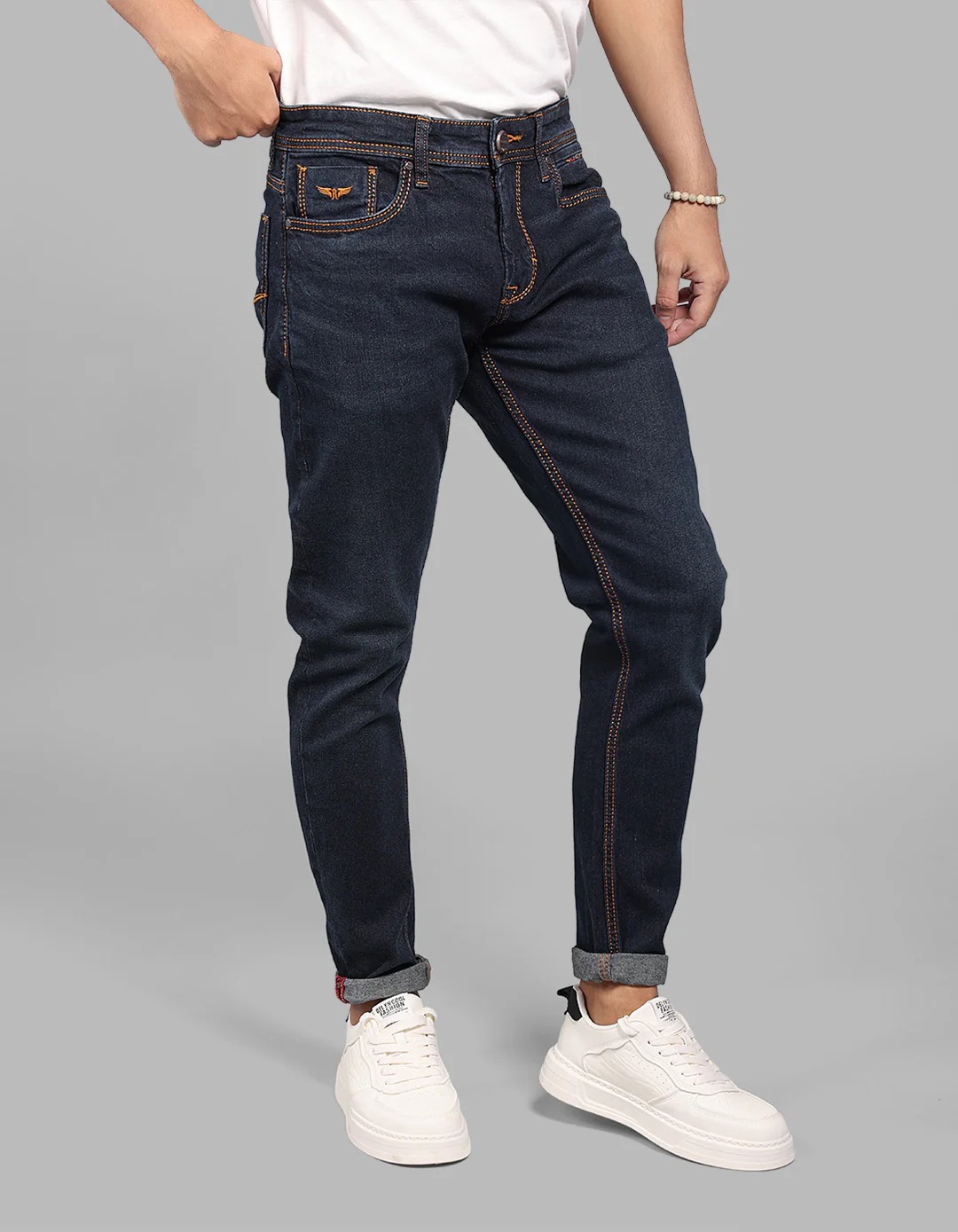 Dark Blue Low-Rise Ankle Length Stretch Jeans - Image 4