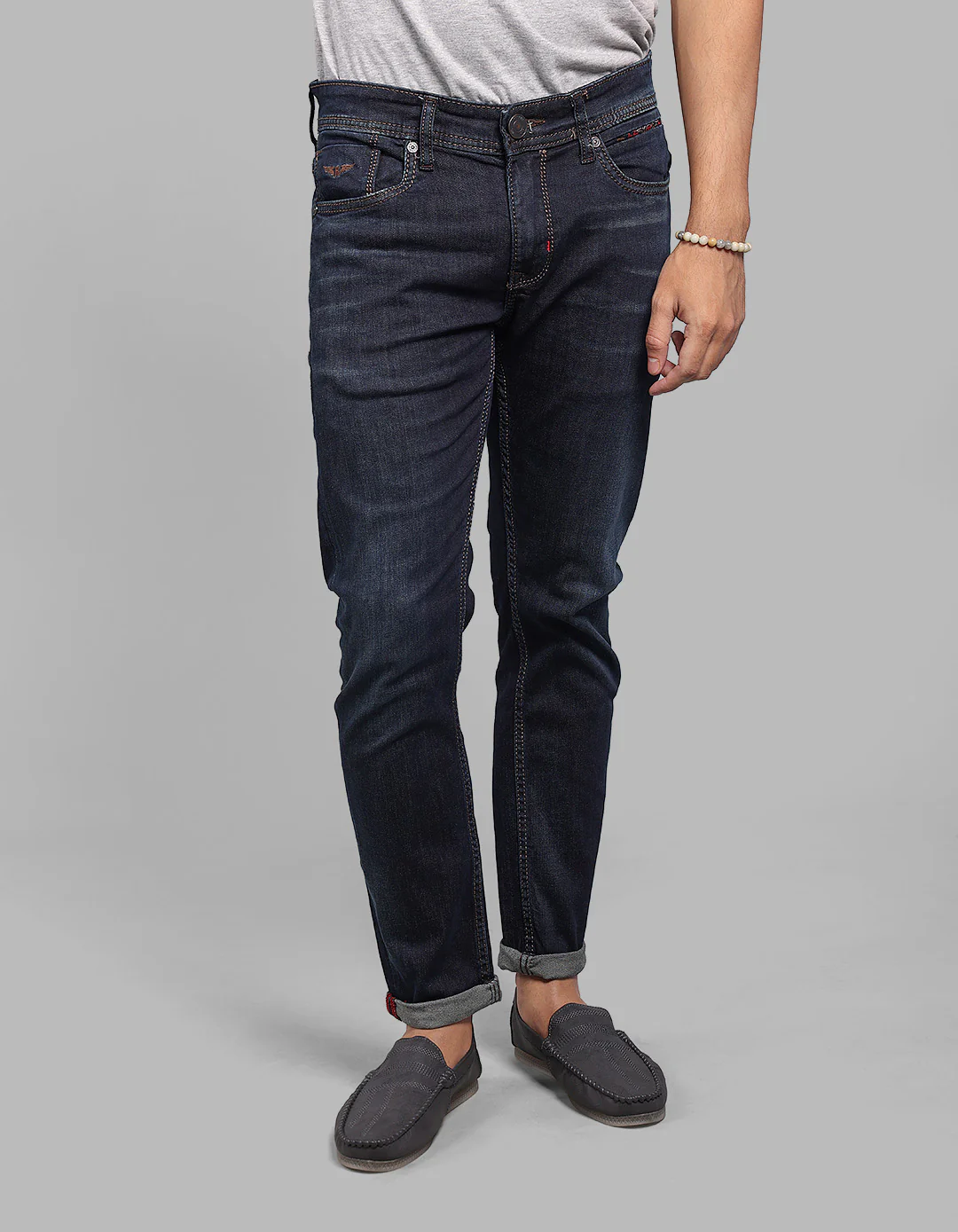 Dark Blue Low-Rise Ankle Length Stretch Jeans