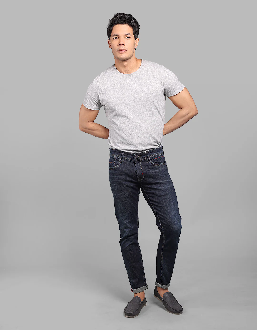 Dark Blue Low-Rise Ankle Length Stretch Jeans - Image 2