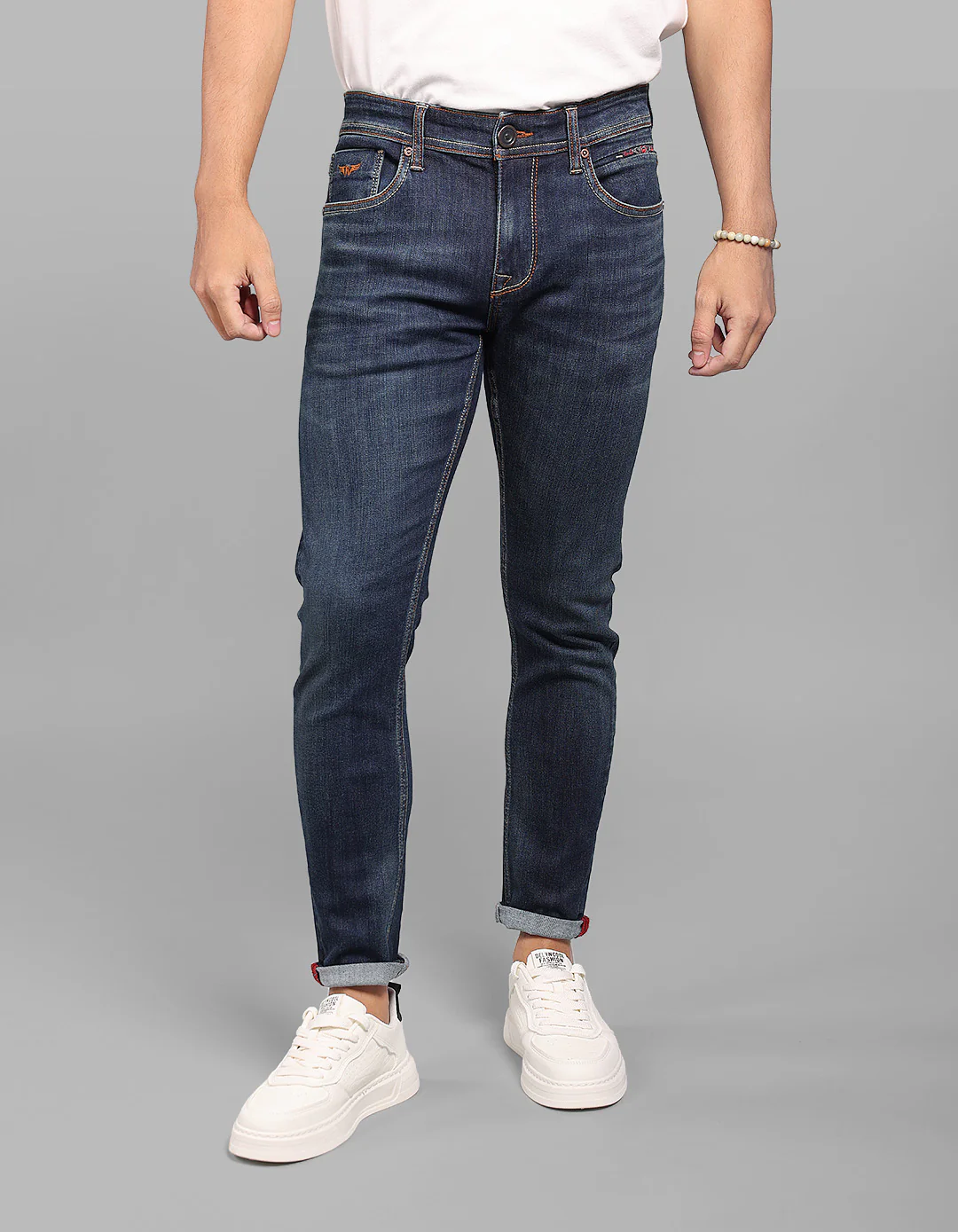 Dark Blue Low-Rise Ankle Length Stretch Jeans