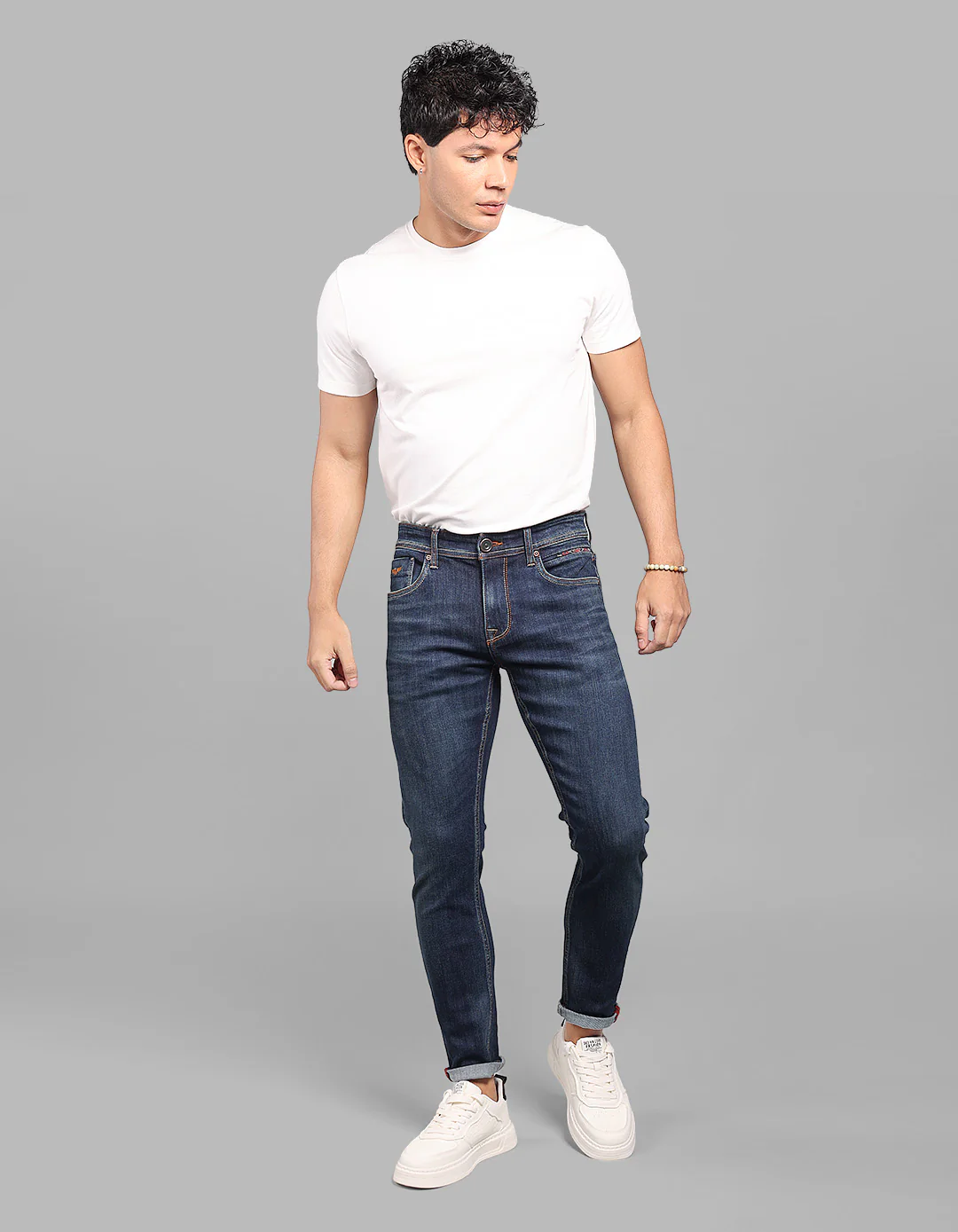 Dark Blue Low-Rise Ankle Length Stretch Jeans - Image 2