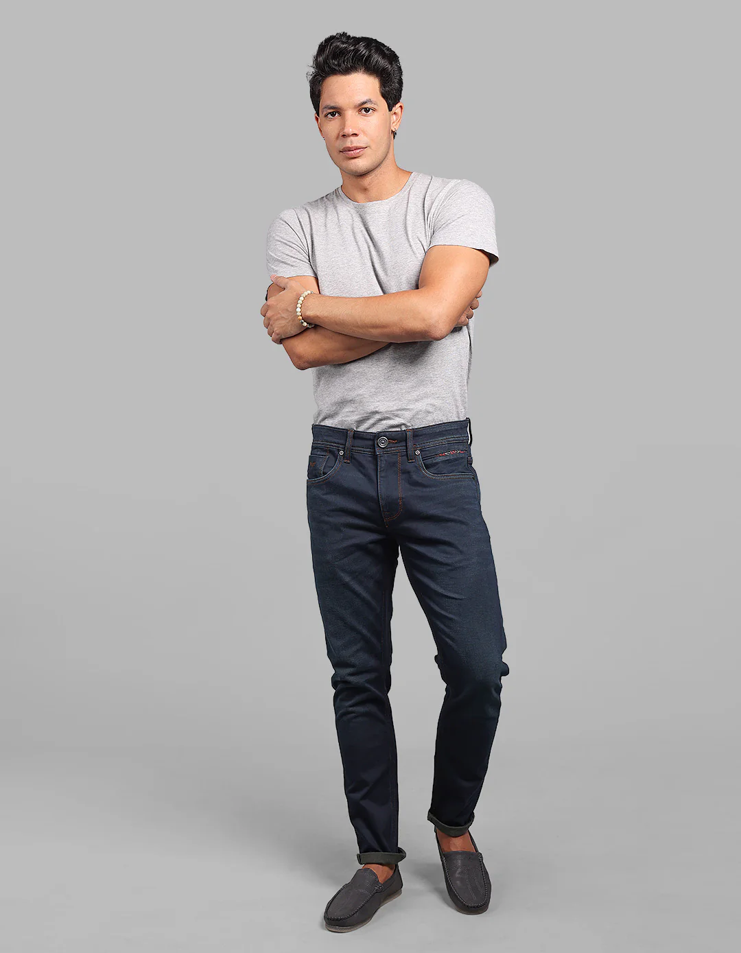 Dark Blue Low-Rise Ankle Length Stretch Jeans - Image 2