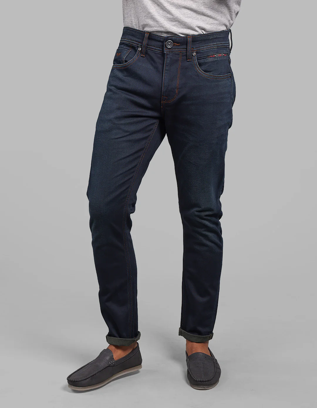 Dark Blue Low-Rise Ankle Length Stretch Jeans - Image 3
