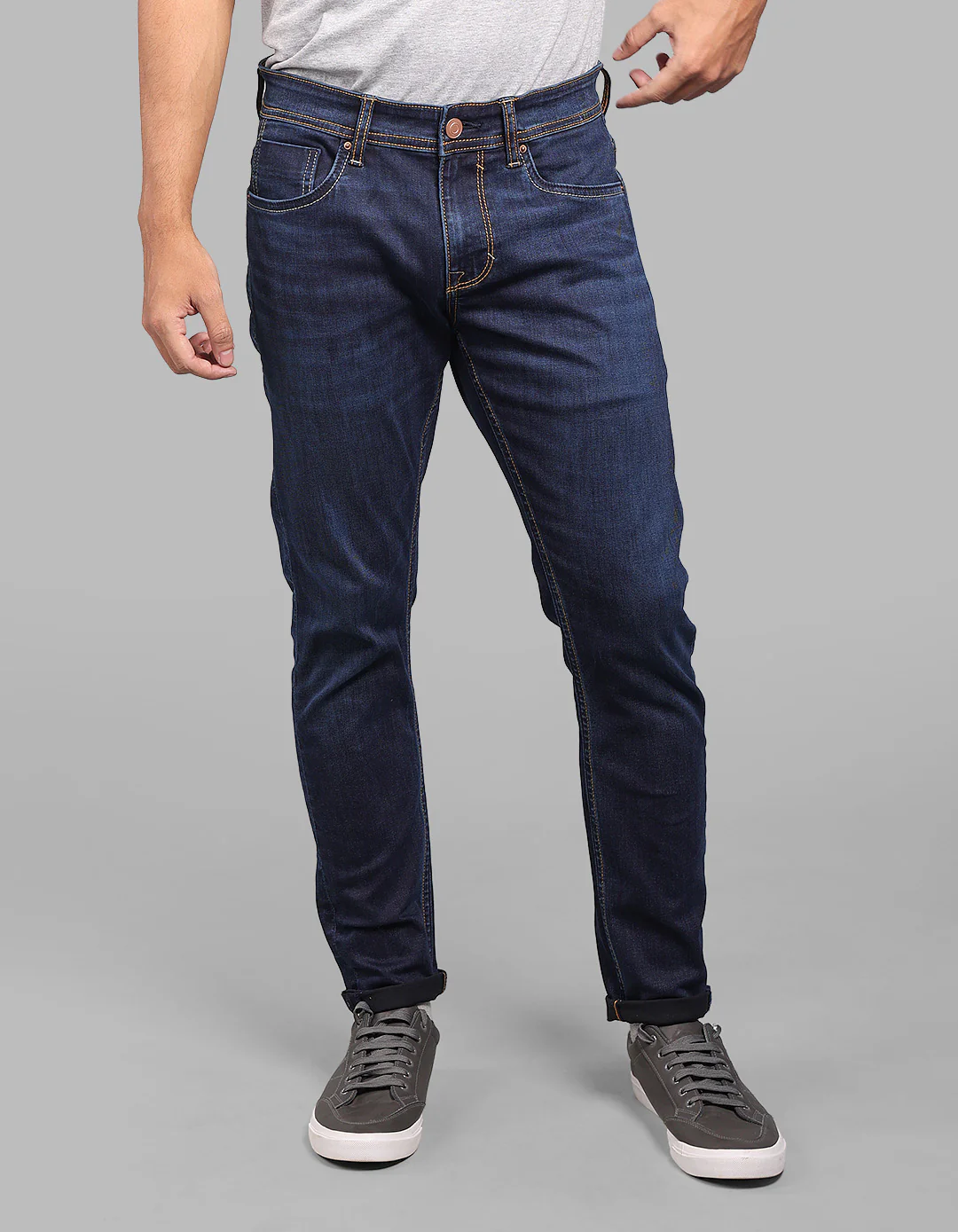 Dark Blue Low-Rise Ankle Length Stretch Jeans - Image 3