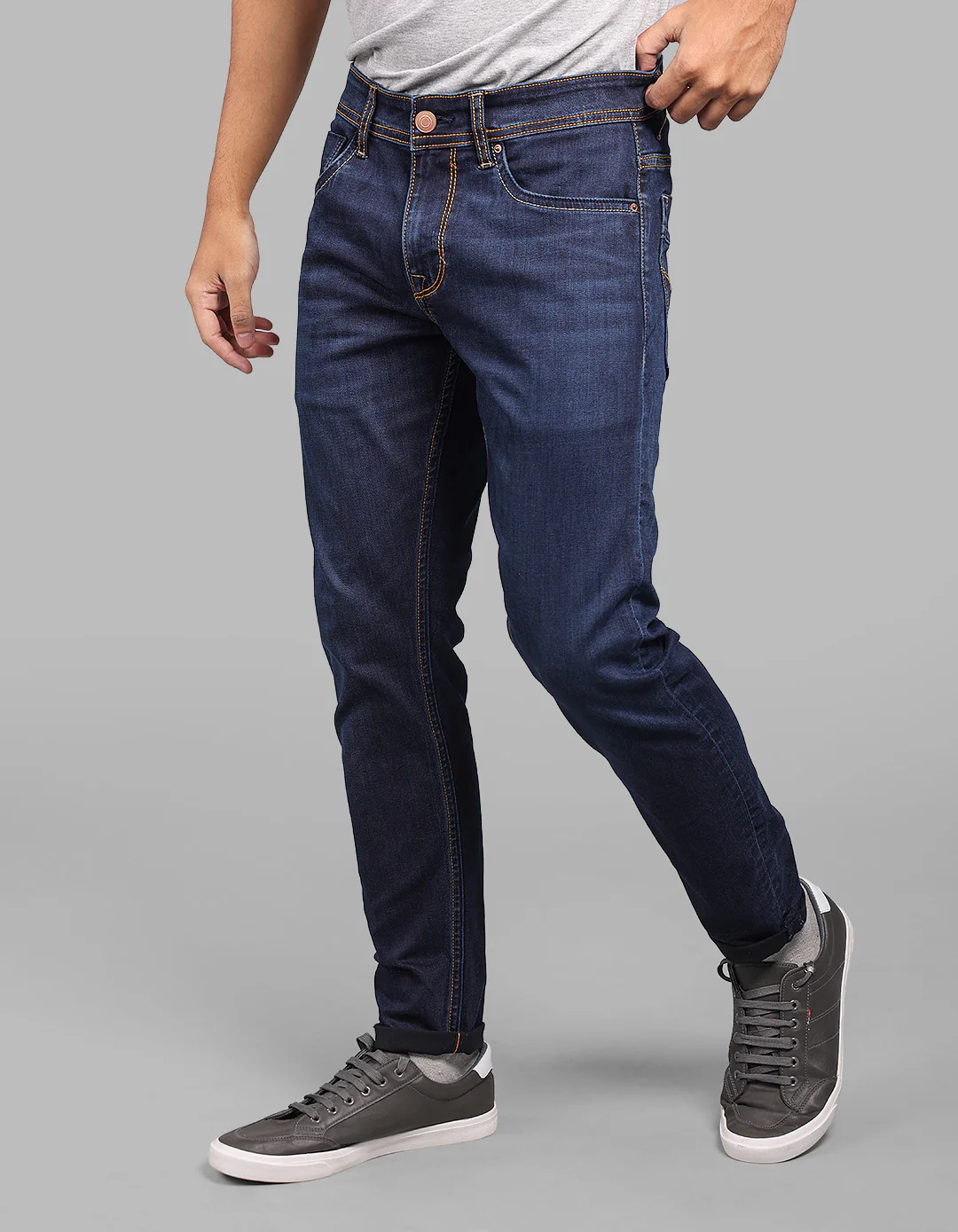 Dark Blue Low-Rise Ankle Length Stretch Jeans - Image 4